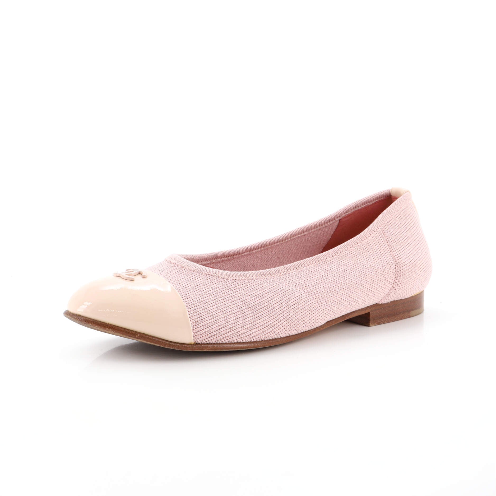 Women's CC Cap Toe Ballerina Flats Knit with Patent