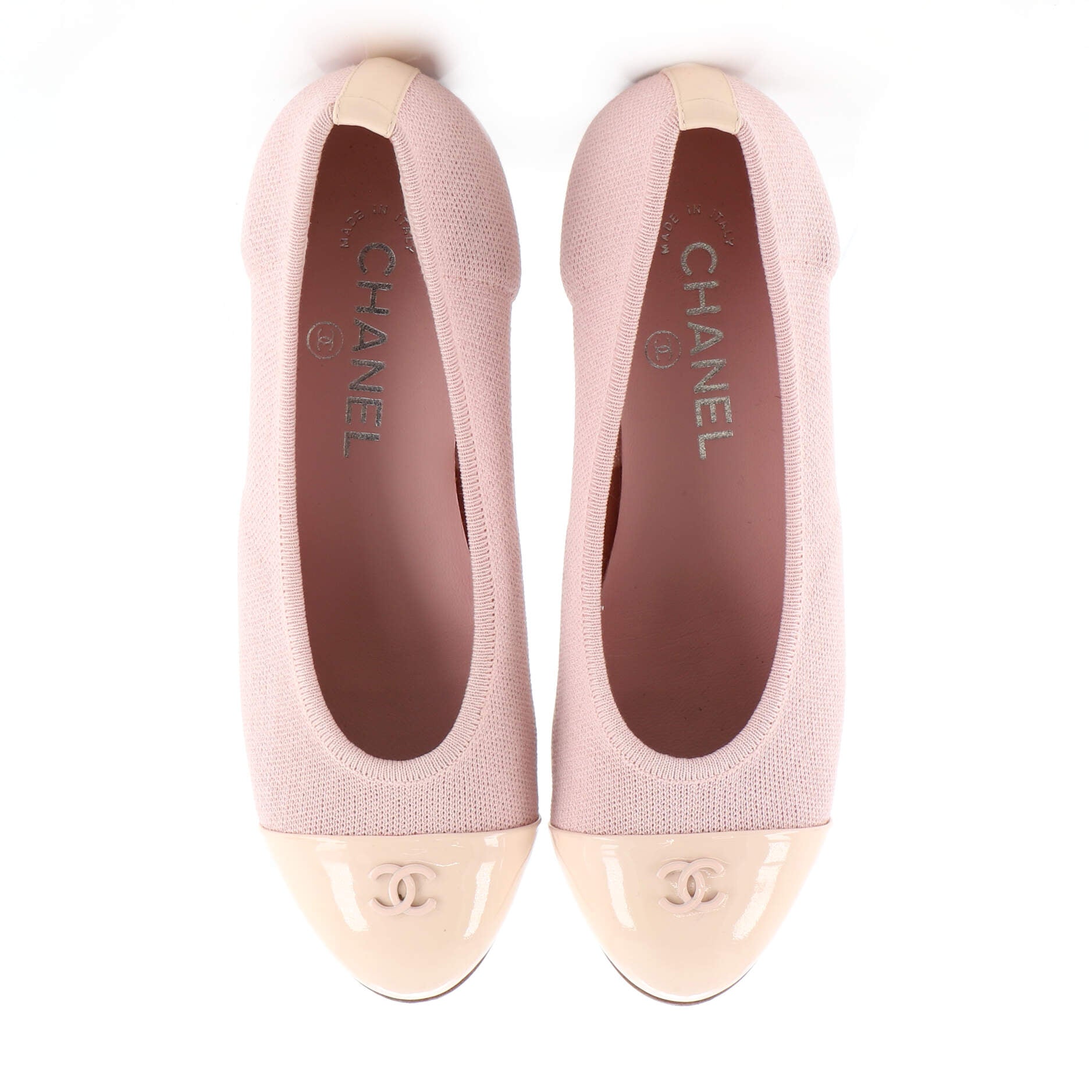 Women's CC Cap Toe Ballerina Flats Knit with Patent