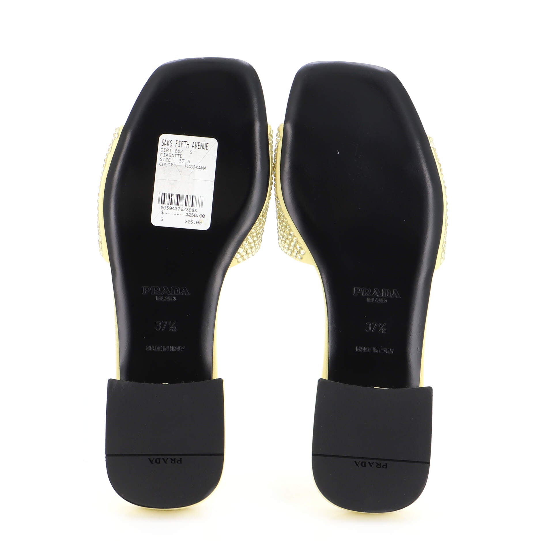 Women's Triangle Logo Slide Sandals Crystal Embellished Satin