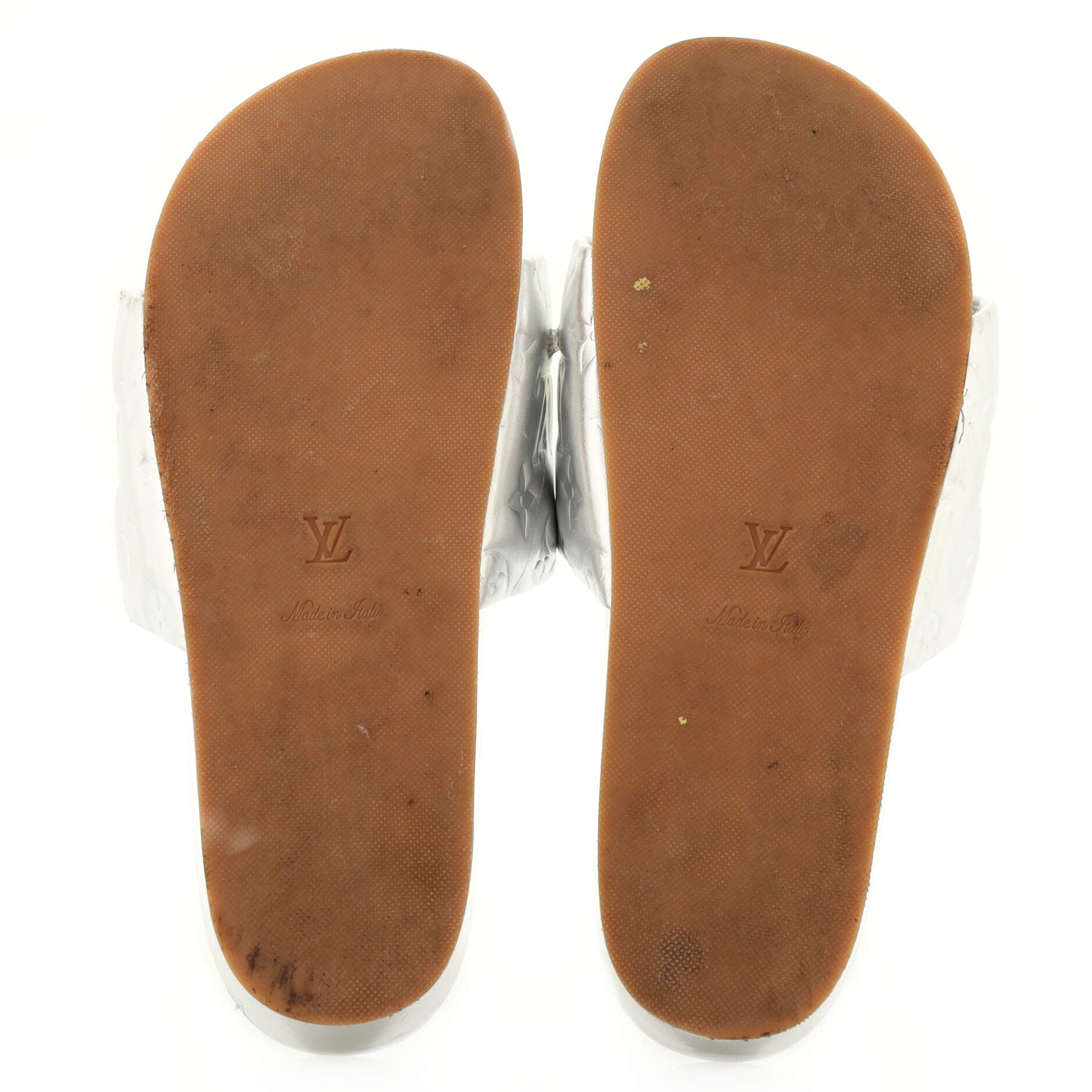 Women's Jumbo Flatform Mule Sandals Monogram Embossed Lambskin