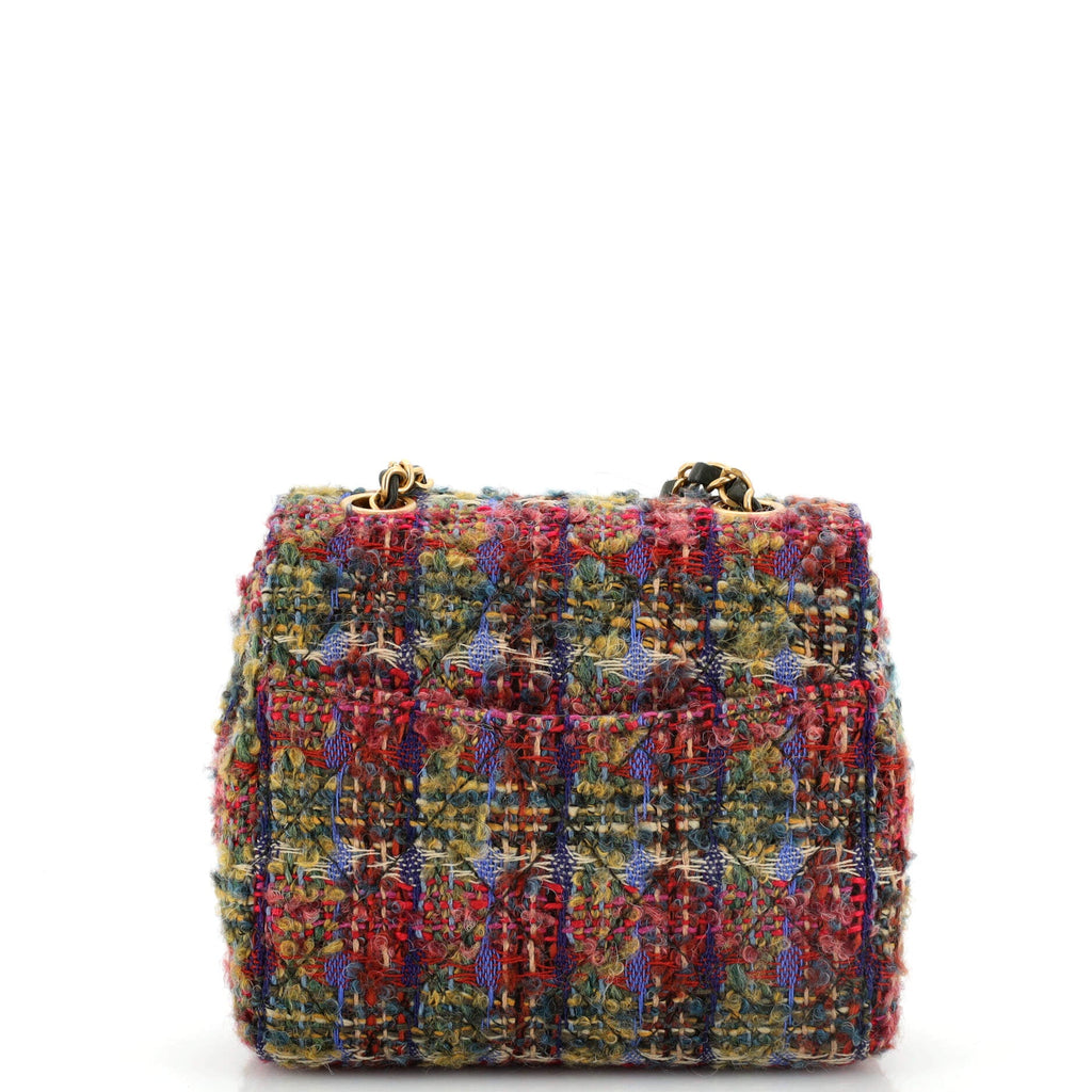 Square Classic Single Flap Bag Quilted Tweed Mini