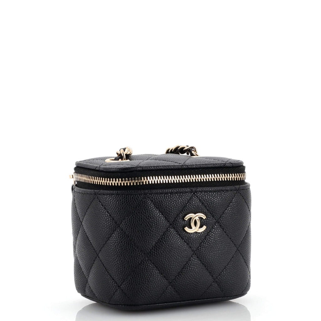 Classic Vanity Case with Chain Quilted Caviar Mini