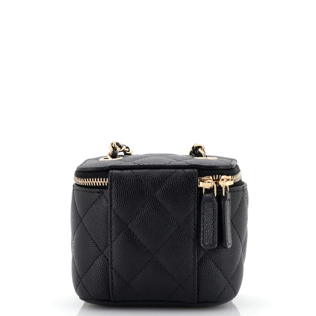 Classic Vanity Case with Chain Quilted Caviar Mini