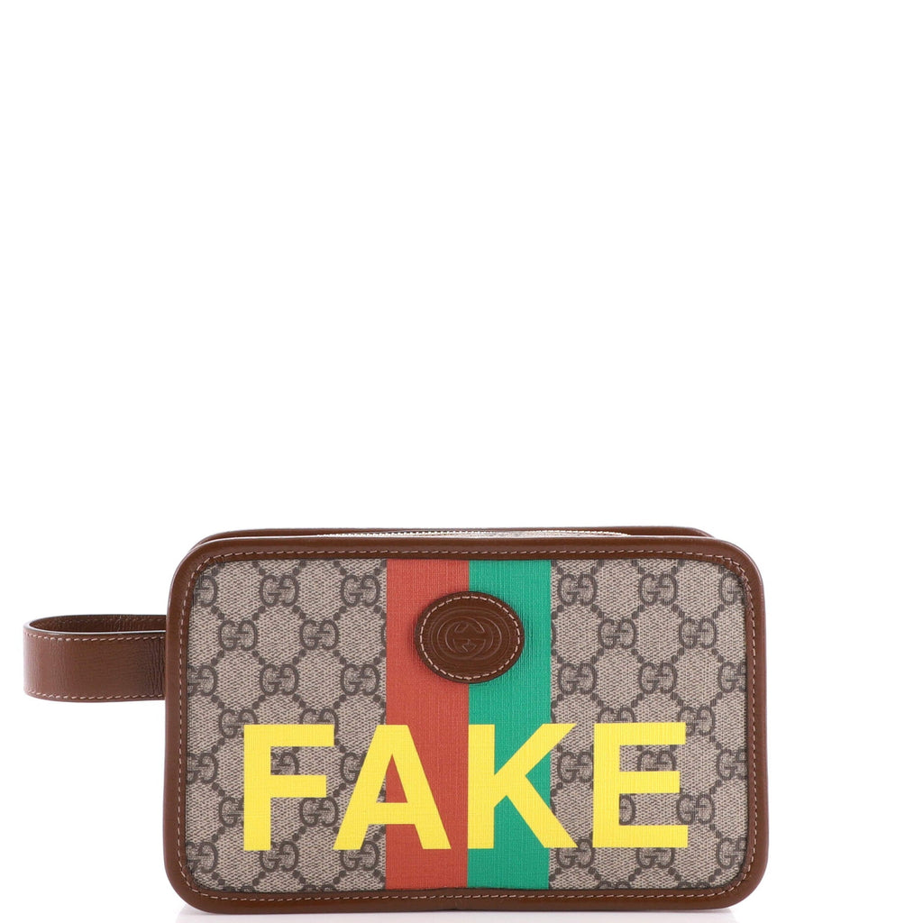 Fake/Not Cosmetic Case Printed GG Coated Canvas