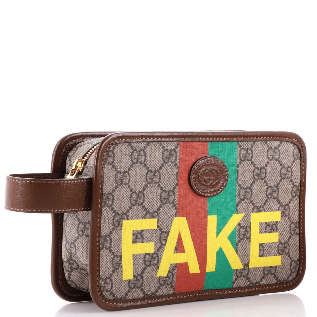 Fake/Not Cosmetic Case Printed GG Coated Canvas