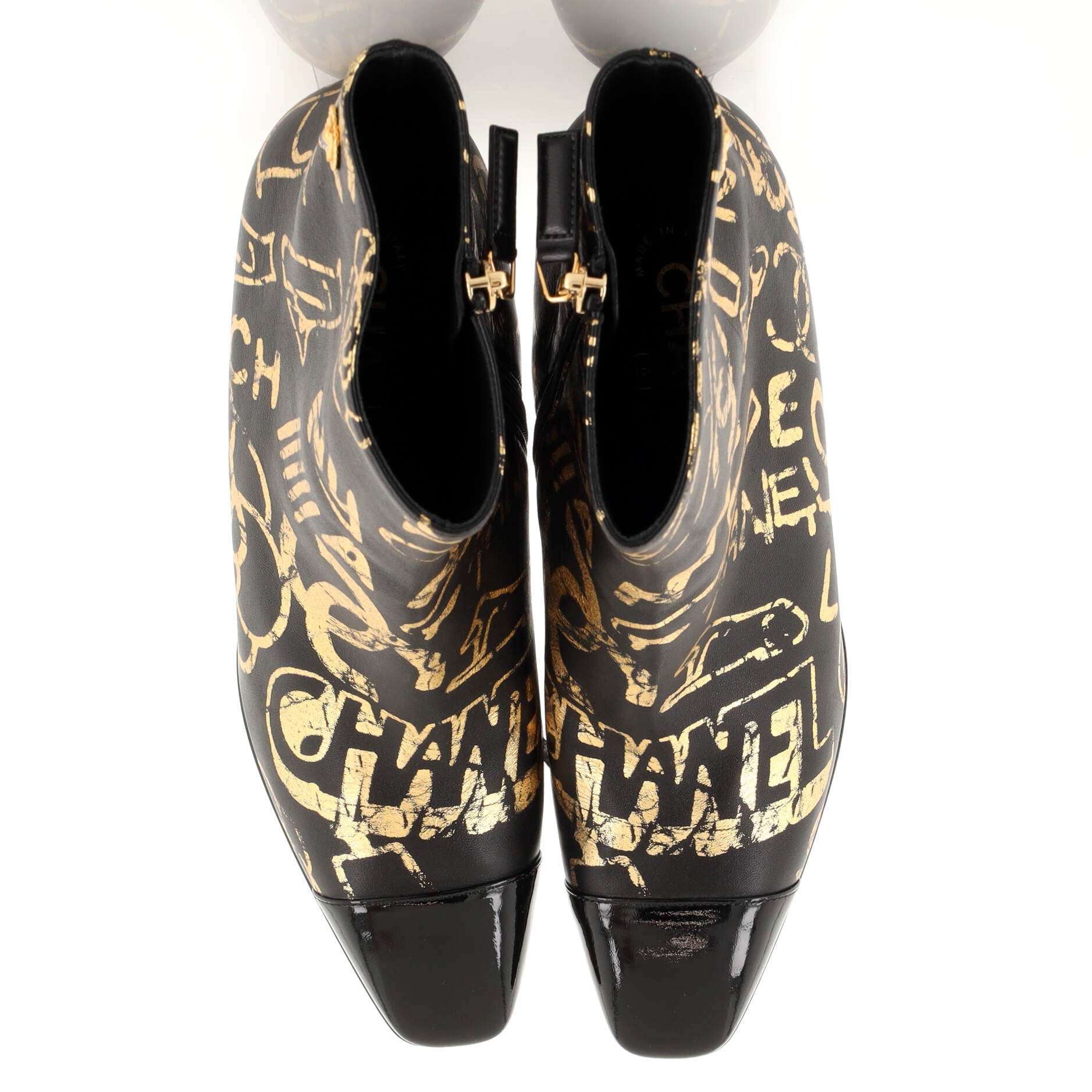 Women's Paris-New York Graffiti Ankle Boots Printed Leather