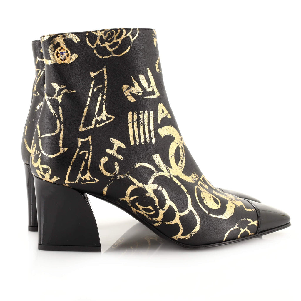 Women's Paris-New York Graffiti Ankle Boots Printed Leather
