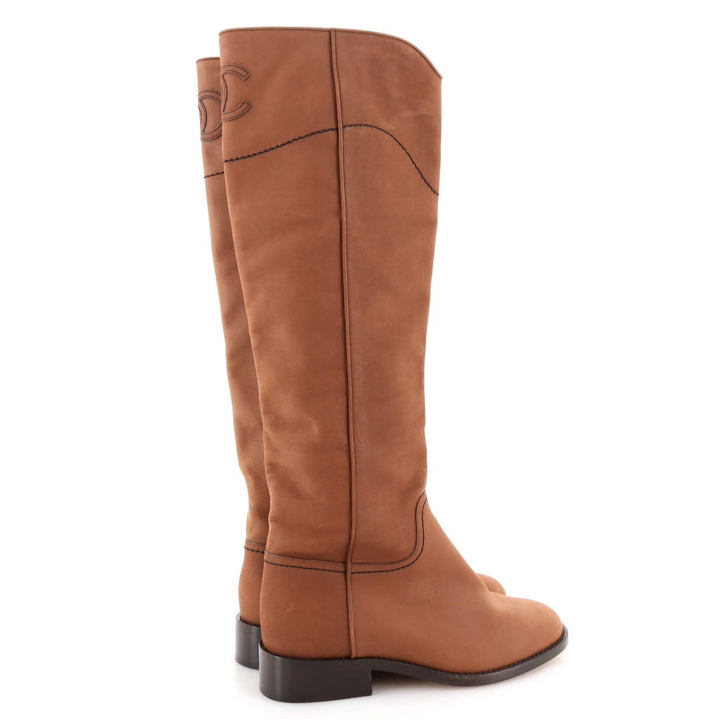 Women's CC Riding Knee High Boots Leather