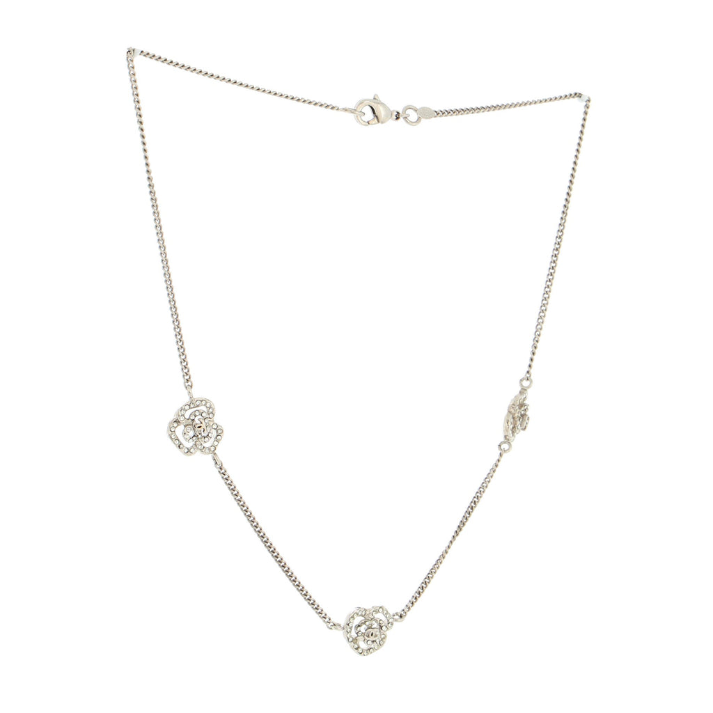 CC Camellia Station Necklace Metal with Crytals