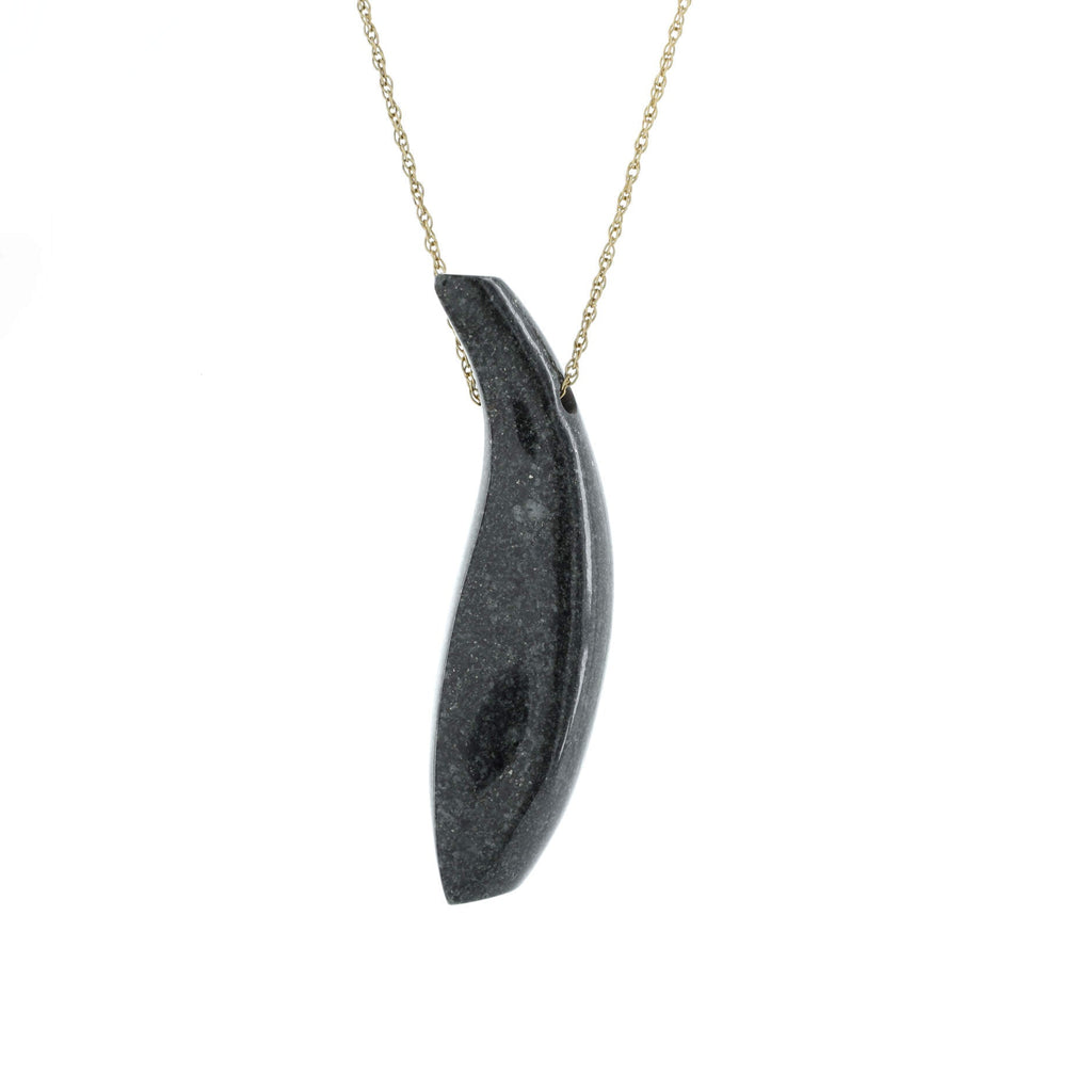 Frank Gehry Fish Pendant Necklace 18K Yellow Gold and Jade
