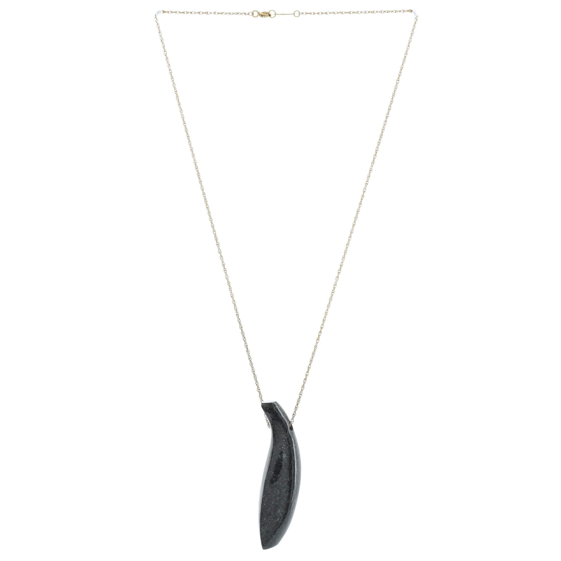 Frank Gehry Fish Pendant Necklace 18K Yellow Gold and Jade