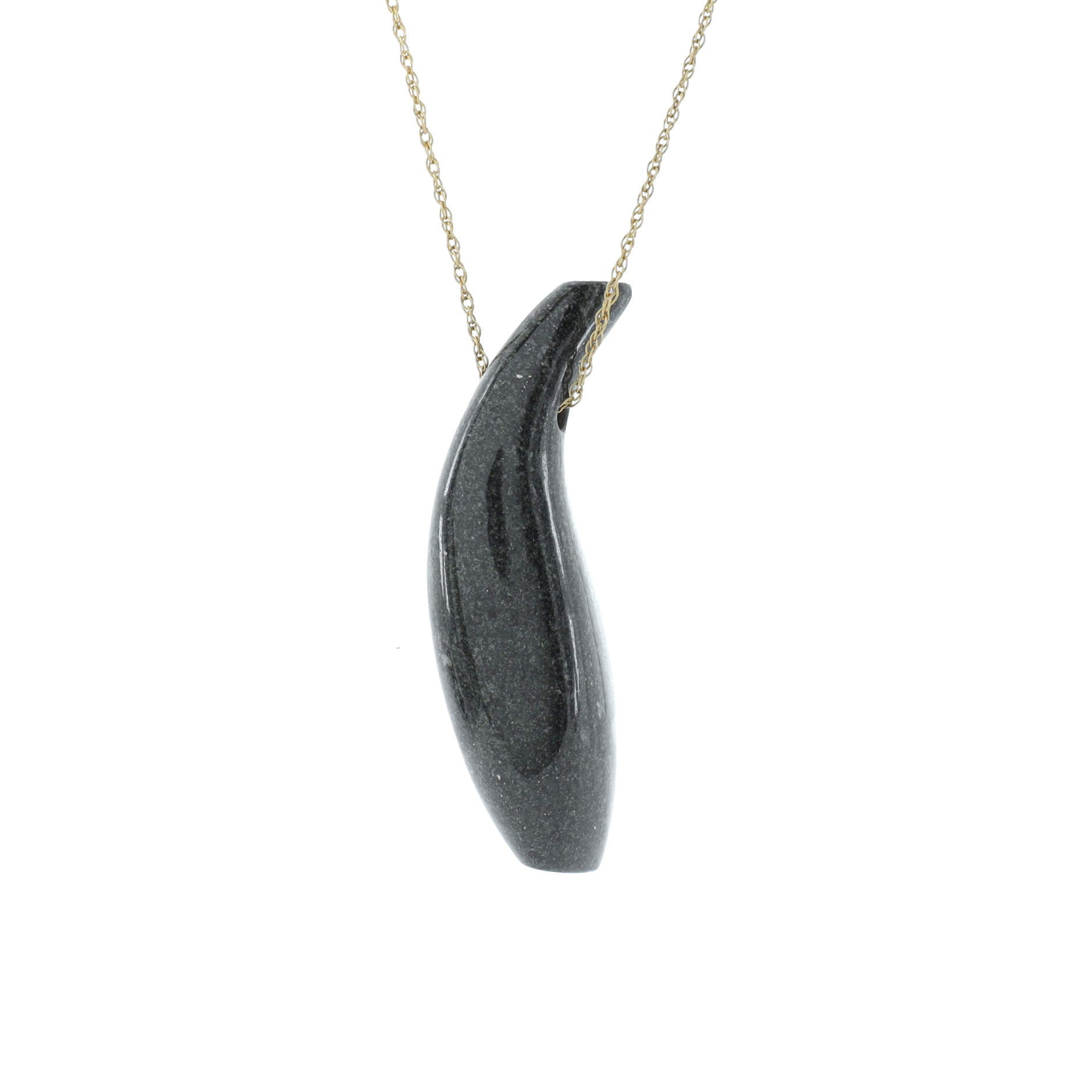 Frank Gehry Fish Pendant Necklace 18K Yellow Gold and Jade
