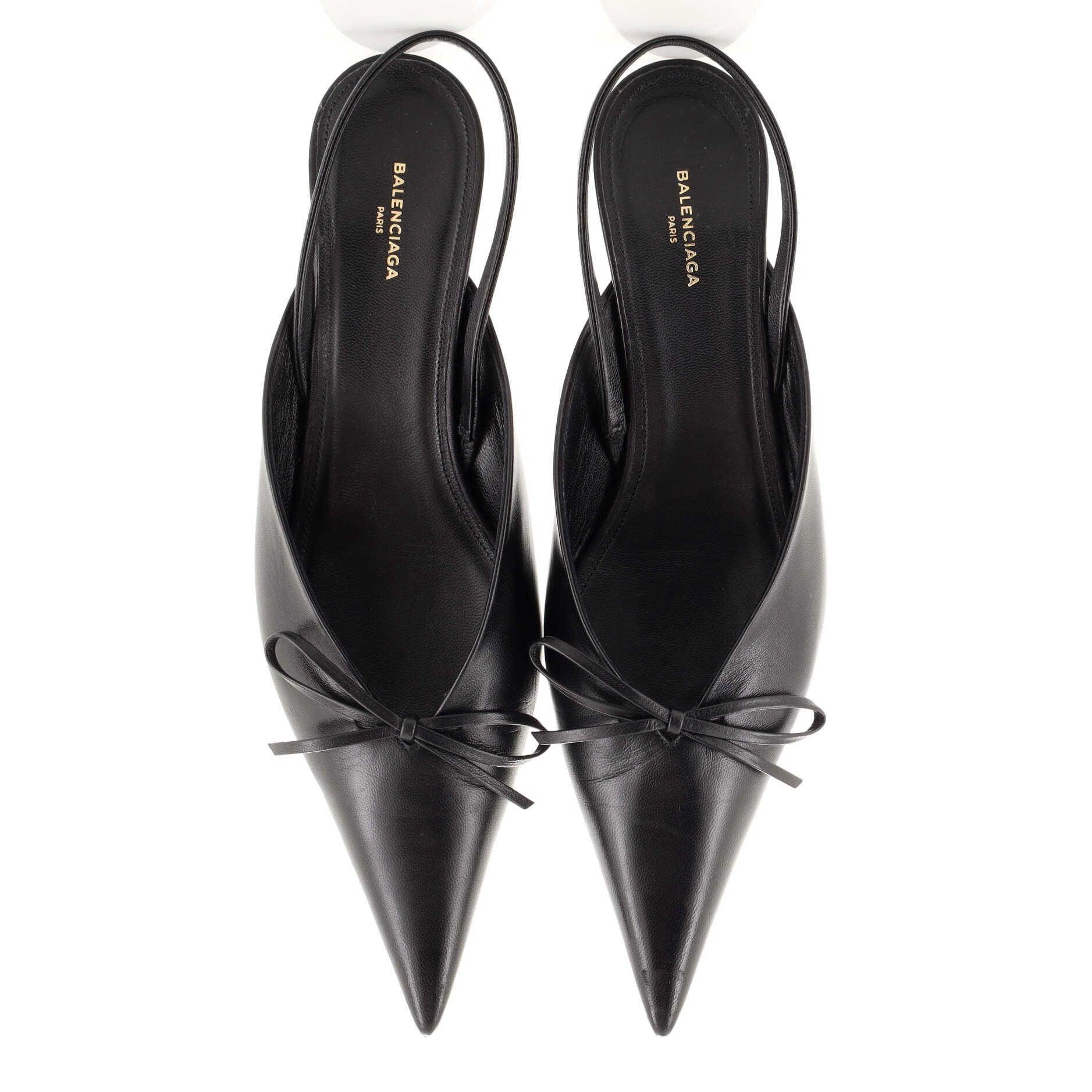 Women's Bow Knife Slingback Kitten Heel Pumps Leather