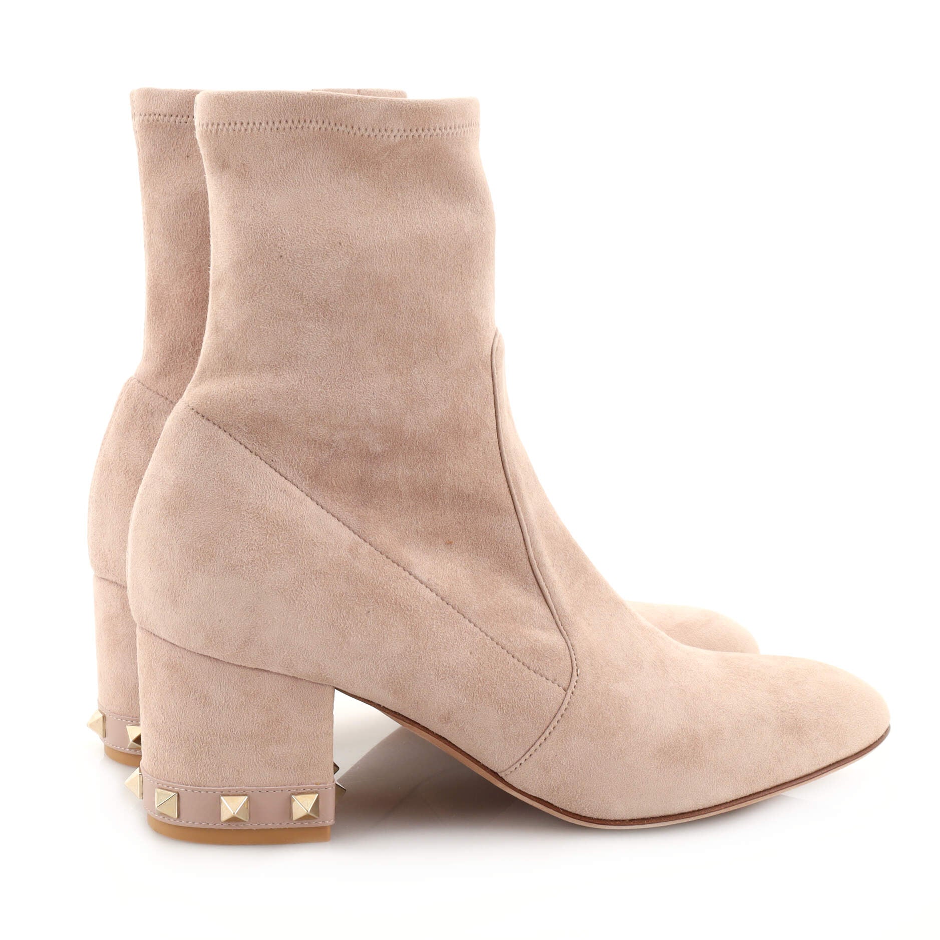 Women's Rockstud Block Heel Zip Ankle Boots Suede