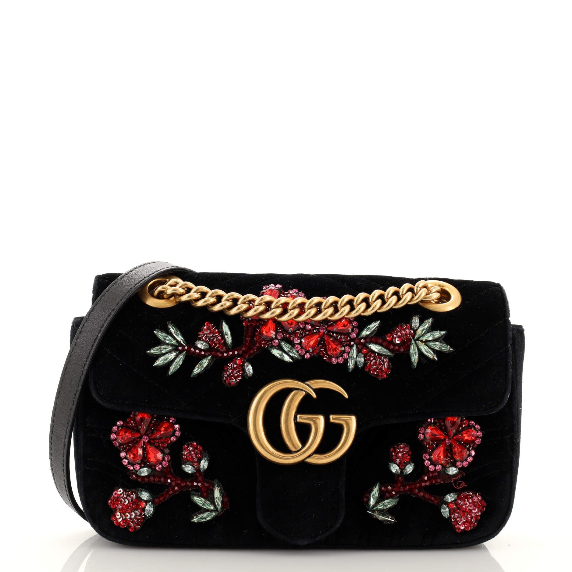 GG Marmont Flap Bag Embellished Matelasse Velvet Mini