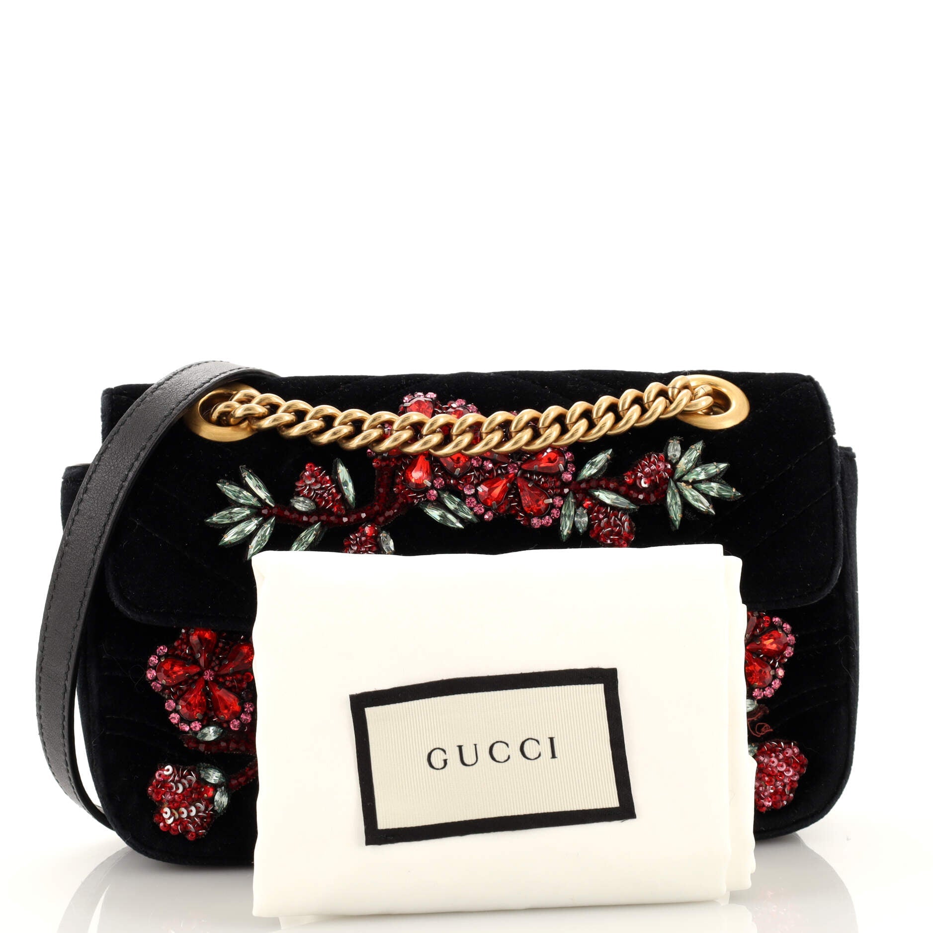 GG Marmont Flap Bag Embellished Matelasse Velvet Mini