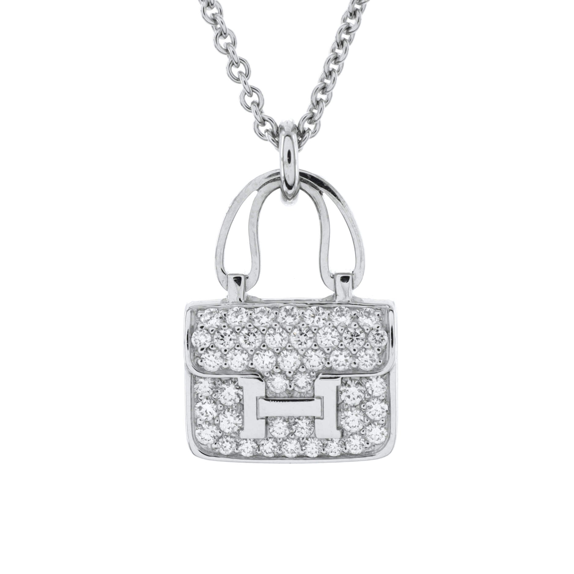 Amulettes Constance Pendant NM Necklace 18K White Gold and Diamonds