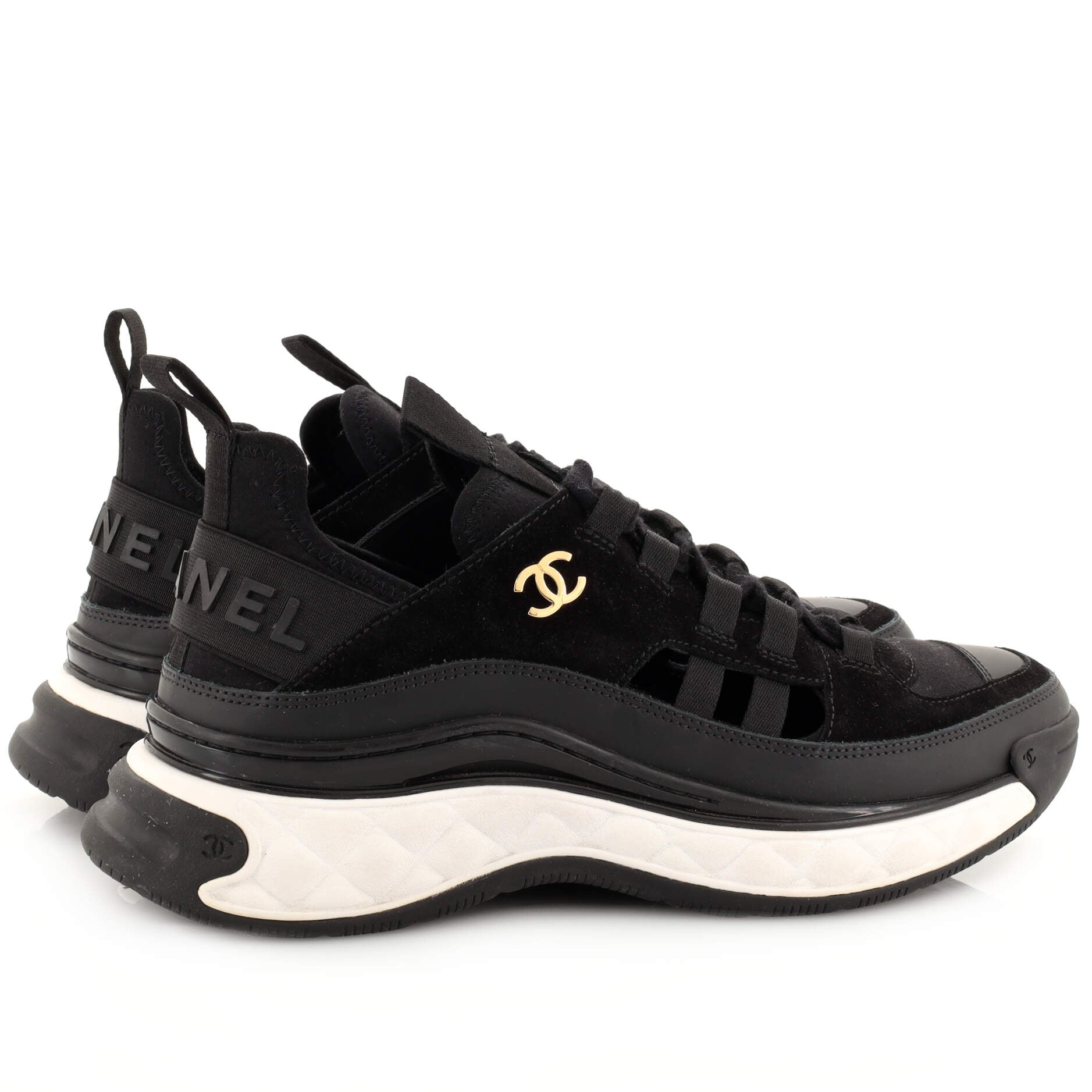 Women's CC Cap Toe Logo Sneakers Leather and Mixed Fibers