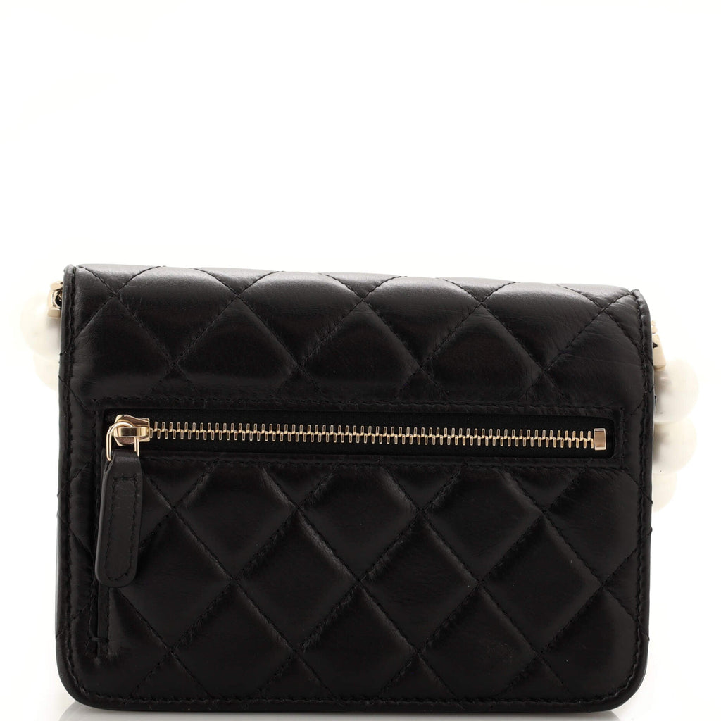 Pearl Strap CC Wallet on Chain Quilted Calfskin Mini