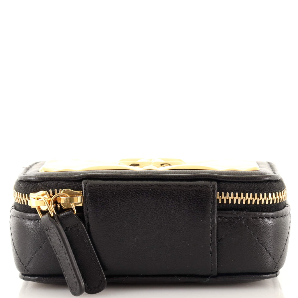 CC Zip Around Clutch with Chain Quilted Metal and Lambskin Small
