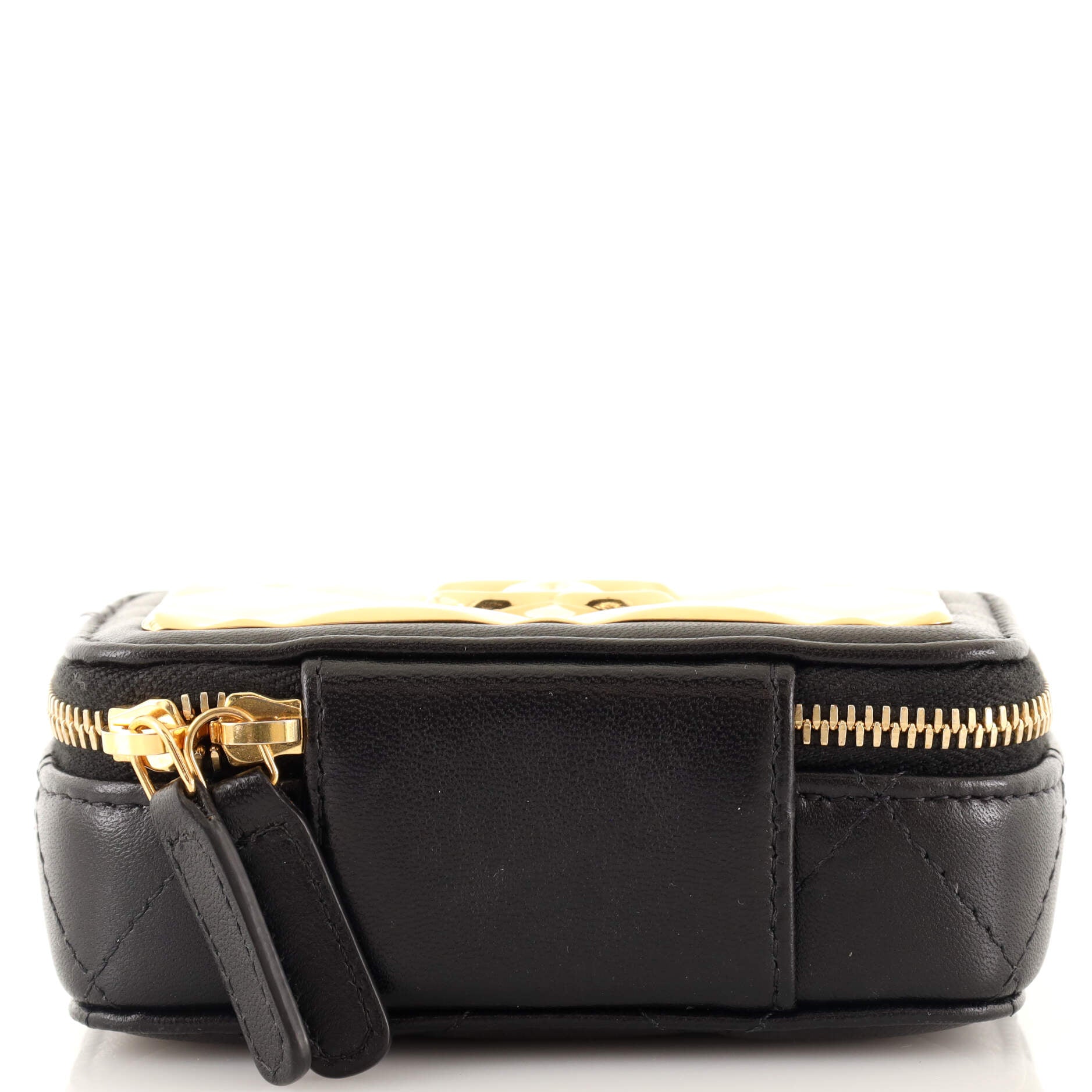 CC Zip Around Clutch with Chain Quilted Metal and Lambskin Small