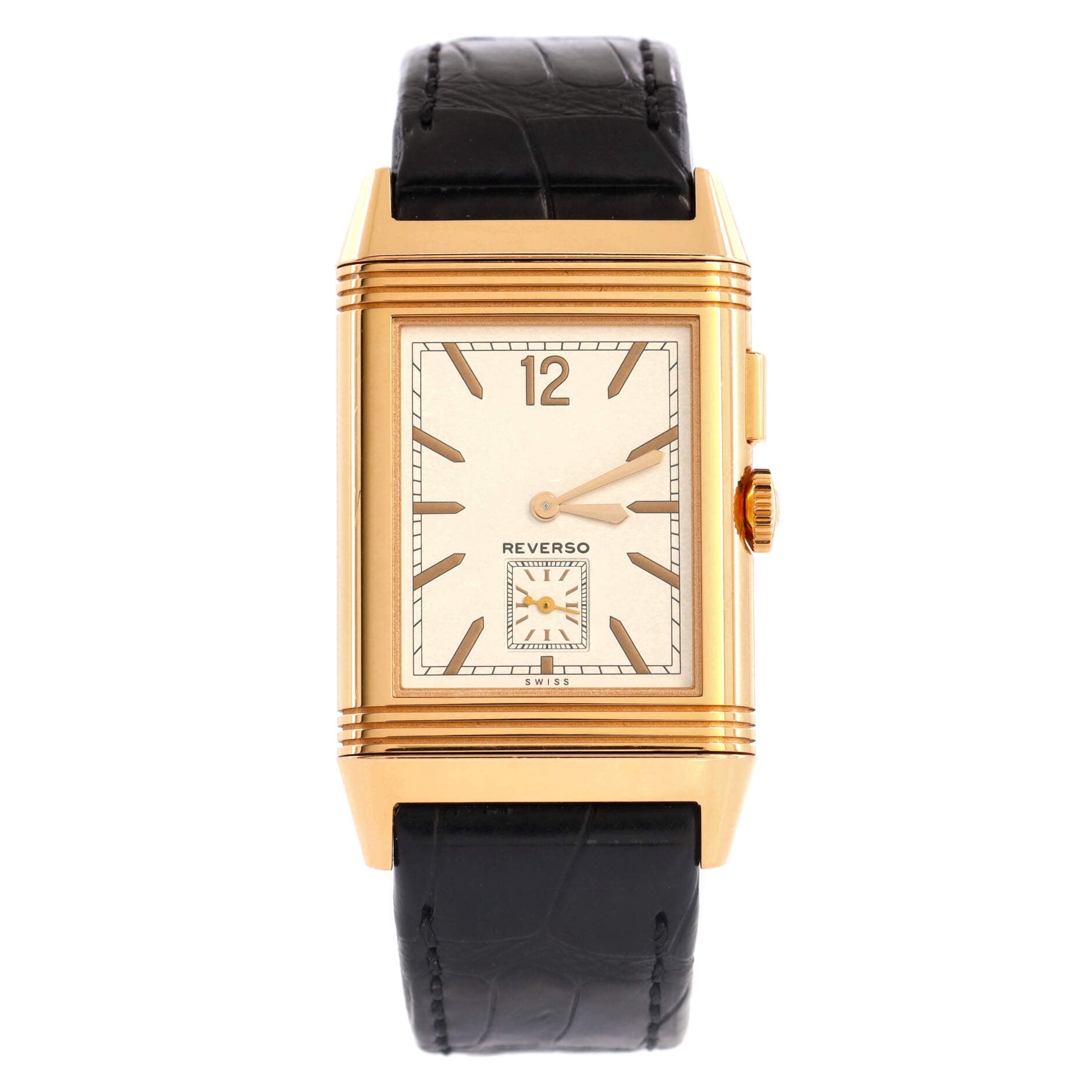 Reverso Grande Duoface Manual Watch Rose Gold and Alligator 27