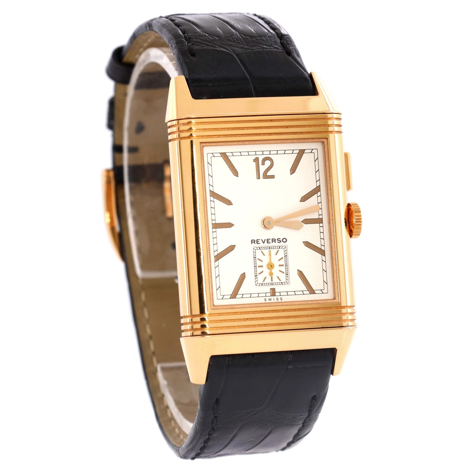Reverso Grande Duoface Manual Watch Rose Gold and Alligator 27