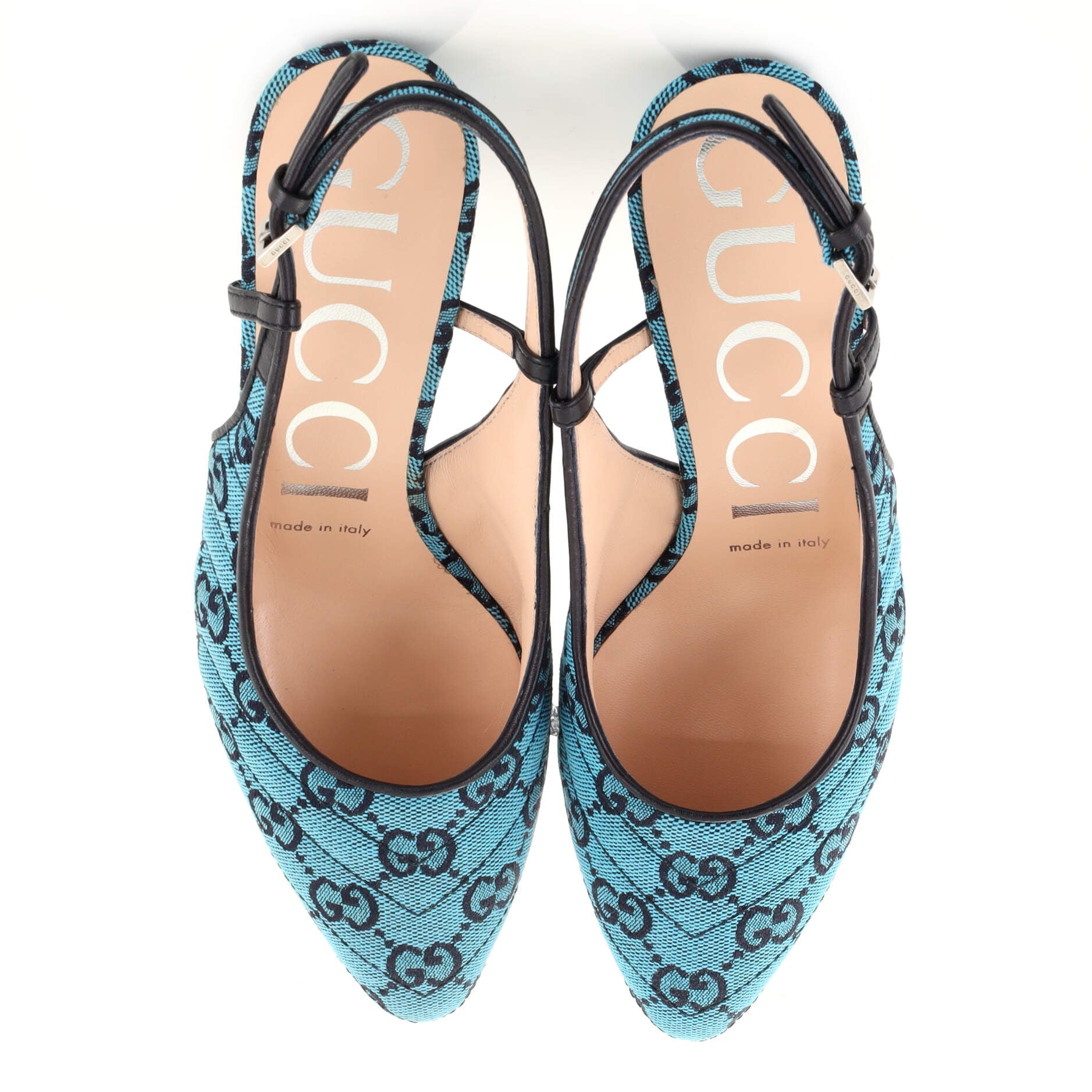Women's Slingback Pumps Diagonal Quilted GG Canvas