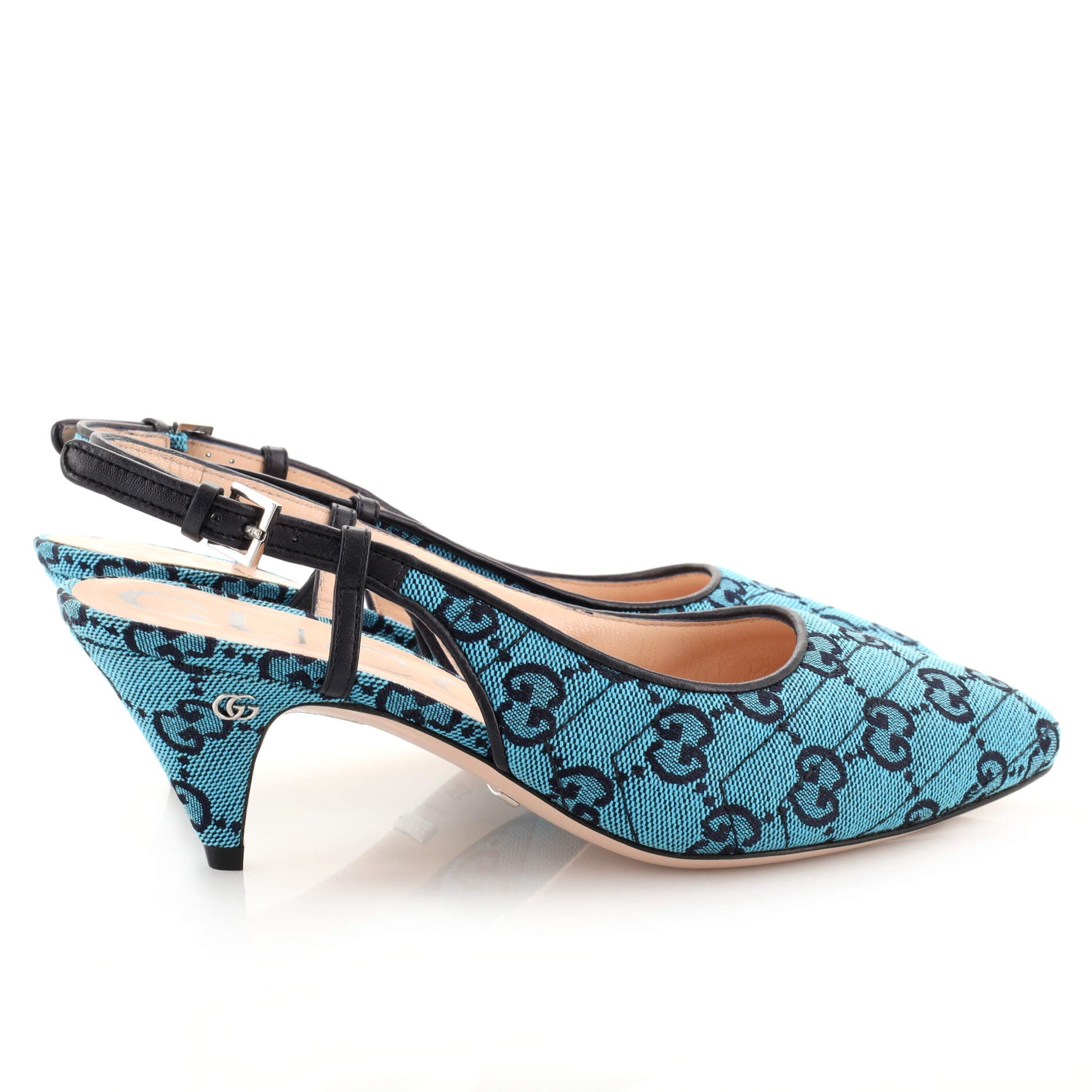 Women's Slingback Pumps Diagonal Quilted GG Canvas