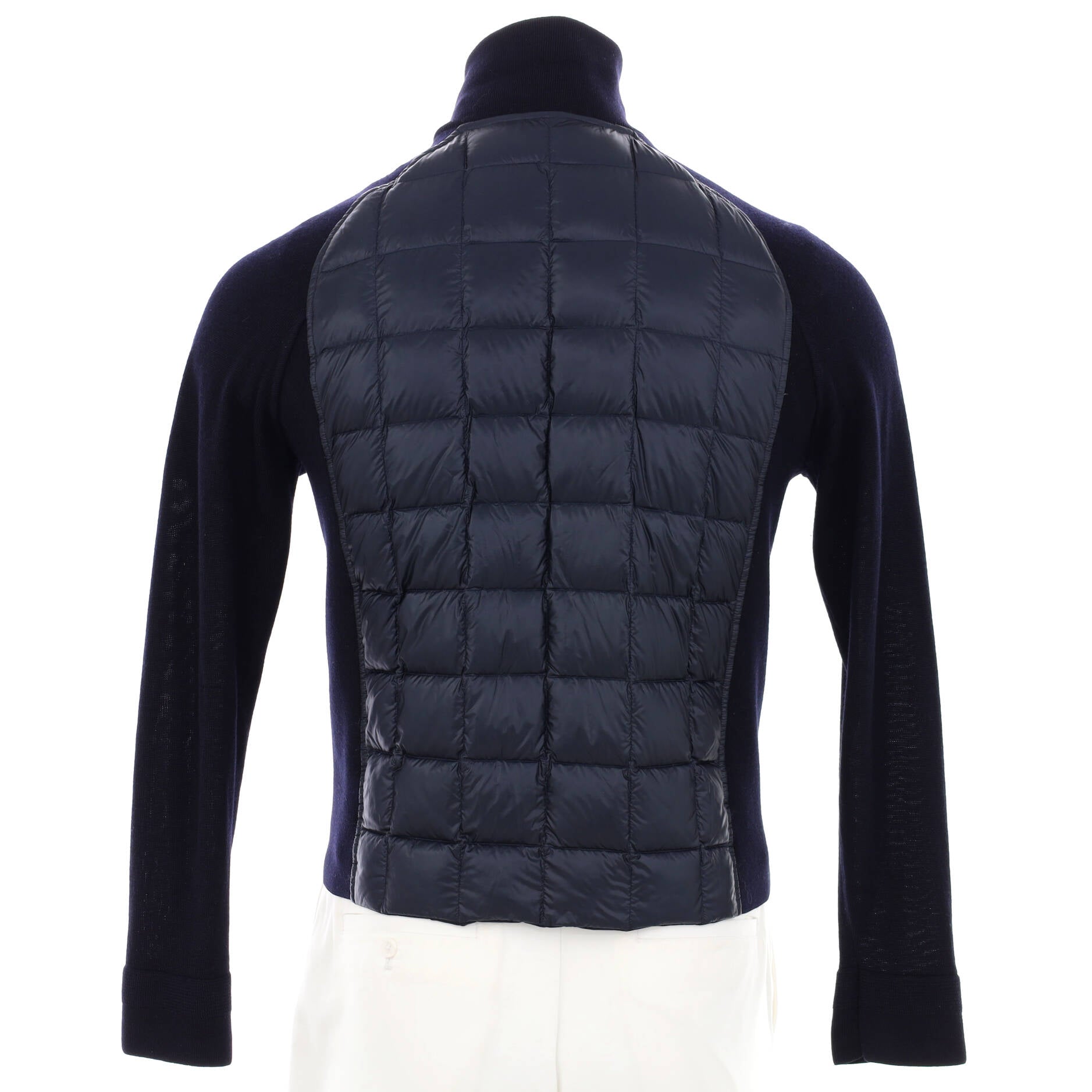 Men's Panelled Zip-Up Puffer Jacket Quilted Nylon Blend with Down