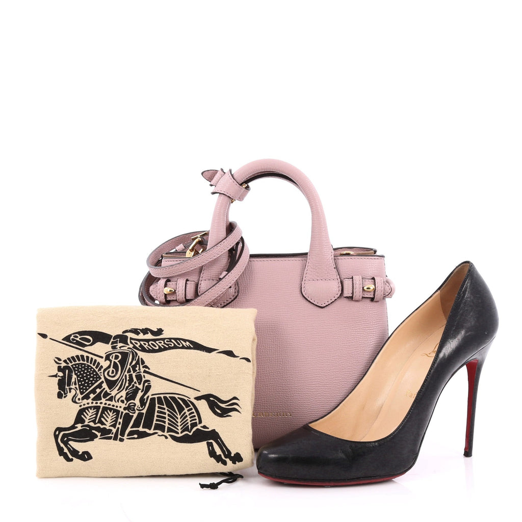 Banner Convertible Tote Leather and House Check Canvas Mini