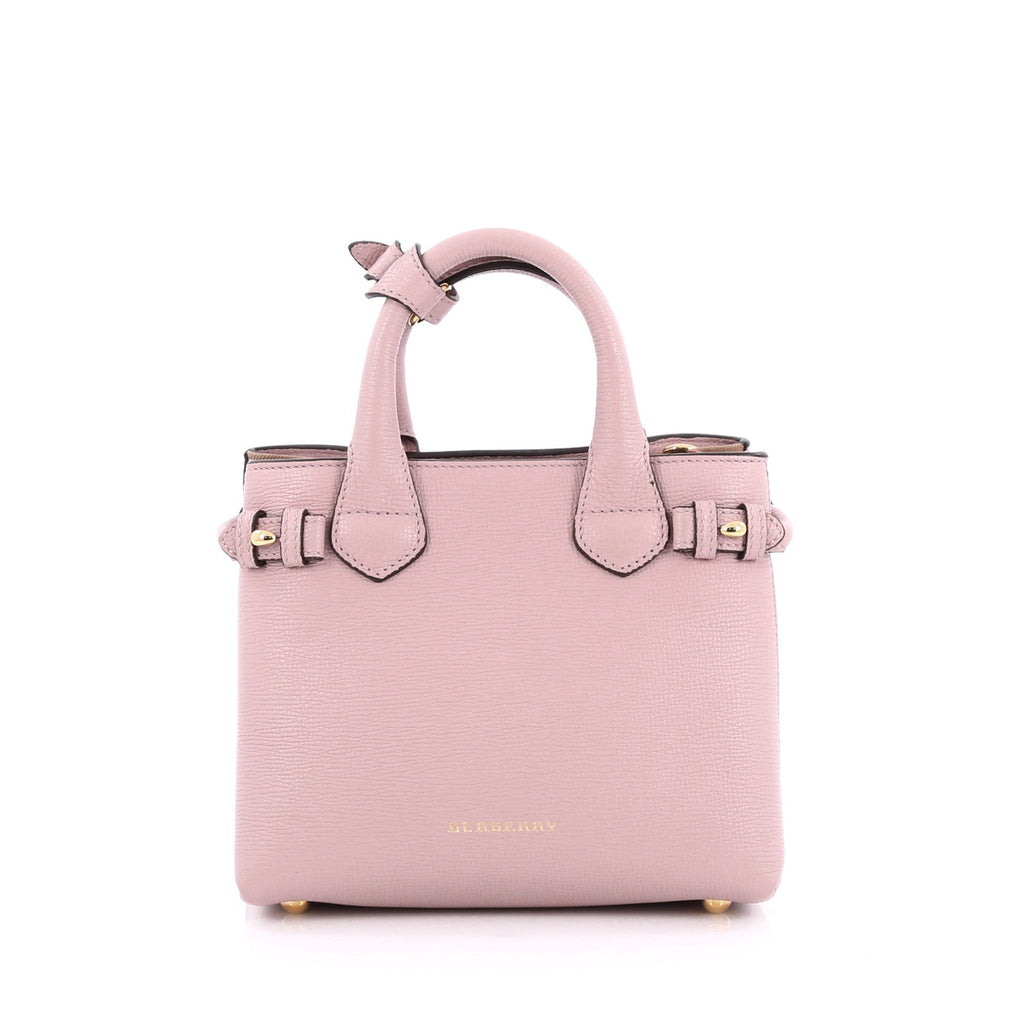 Banner Convertible Tote Leather and House Check Canvas Mini
