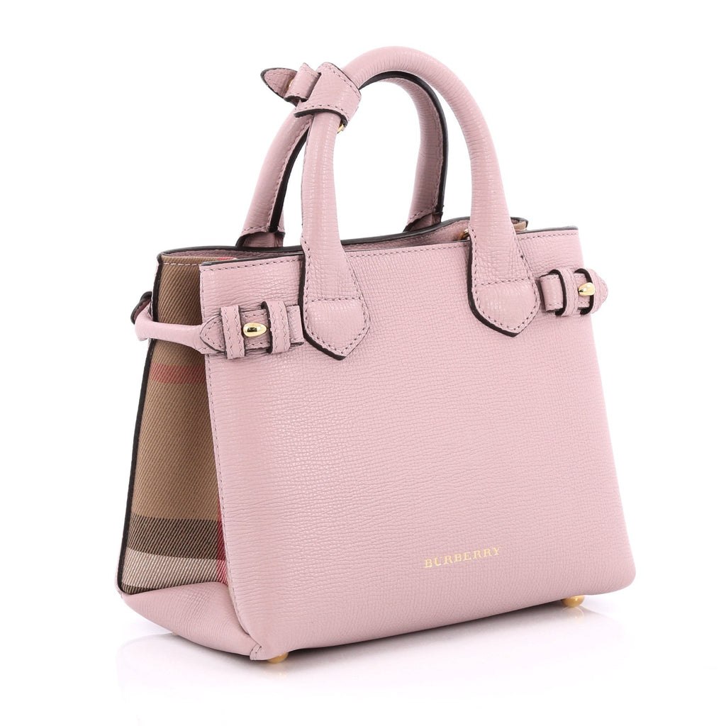 Banner Convertible Tote Leather and House Check Canvas Mini