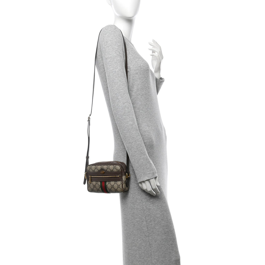 GG Supreme Monogram Web Mini Ophidia Shoulder Bag Brown