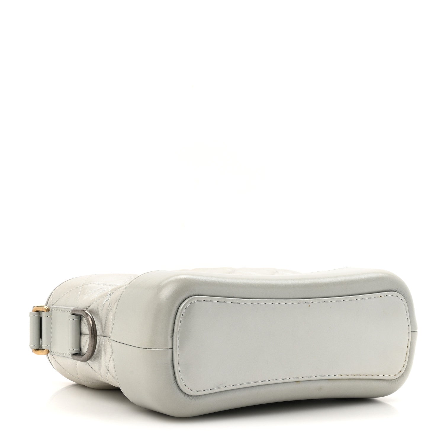 Metallic Aged Calfskin Quilted Small Gabrielle Hobo Silver
