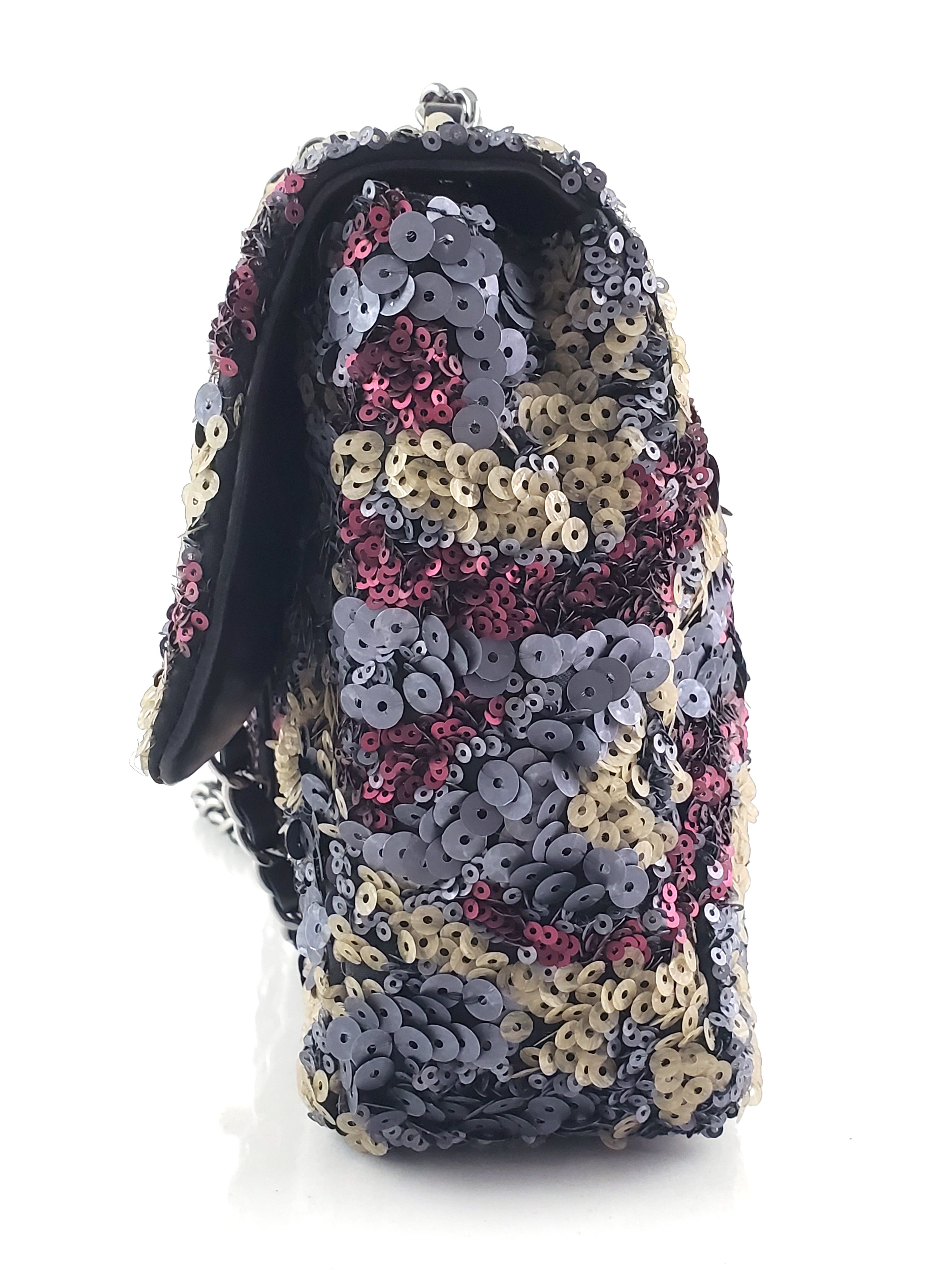 Chanel 2013 Sequin Embellished Metallic Pink Medium Flap Bag