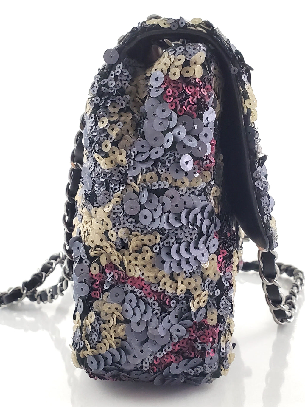 Chanel 2013 Sequin Embellished Metallic Pink Medium Flap Bag