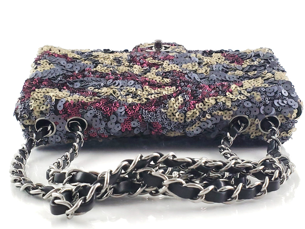 Chanel 2013 Sequin Embellished Metallic Pink Medium Flap Bag