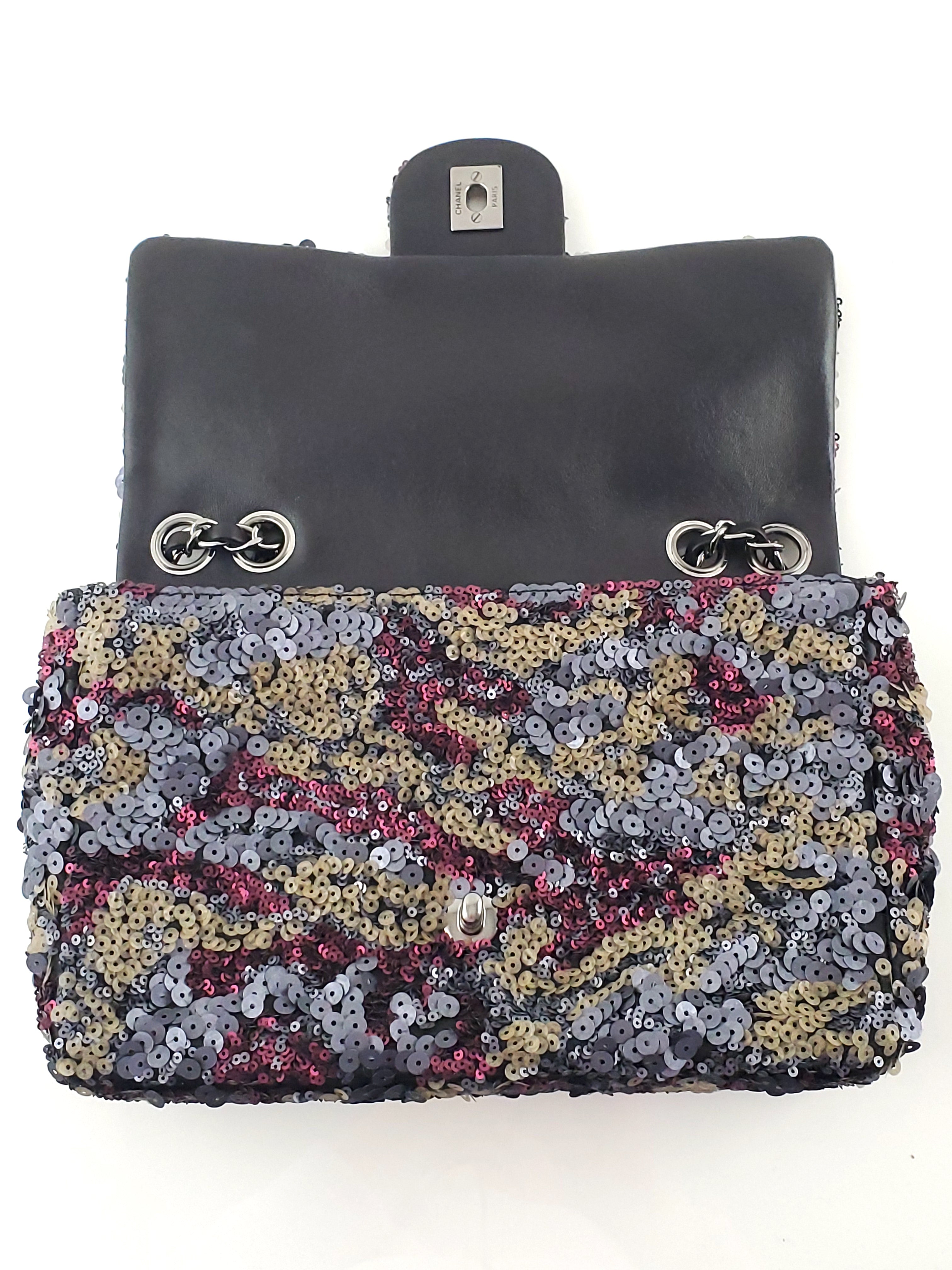 Chanel 2013 Sequin Embellished Metallic Pink Medium Flap Bag