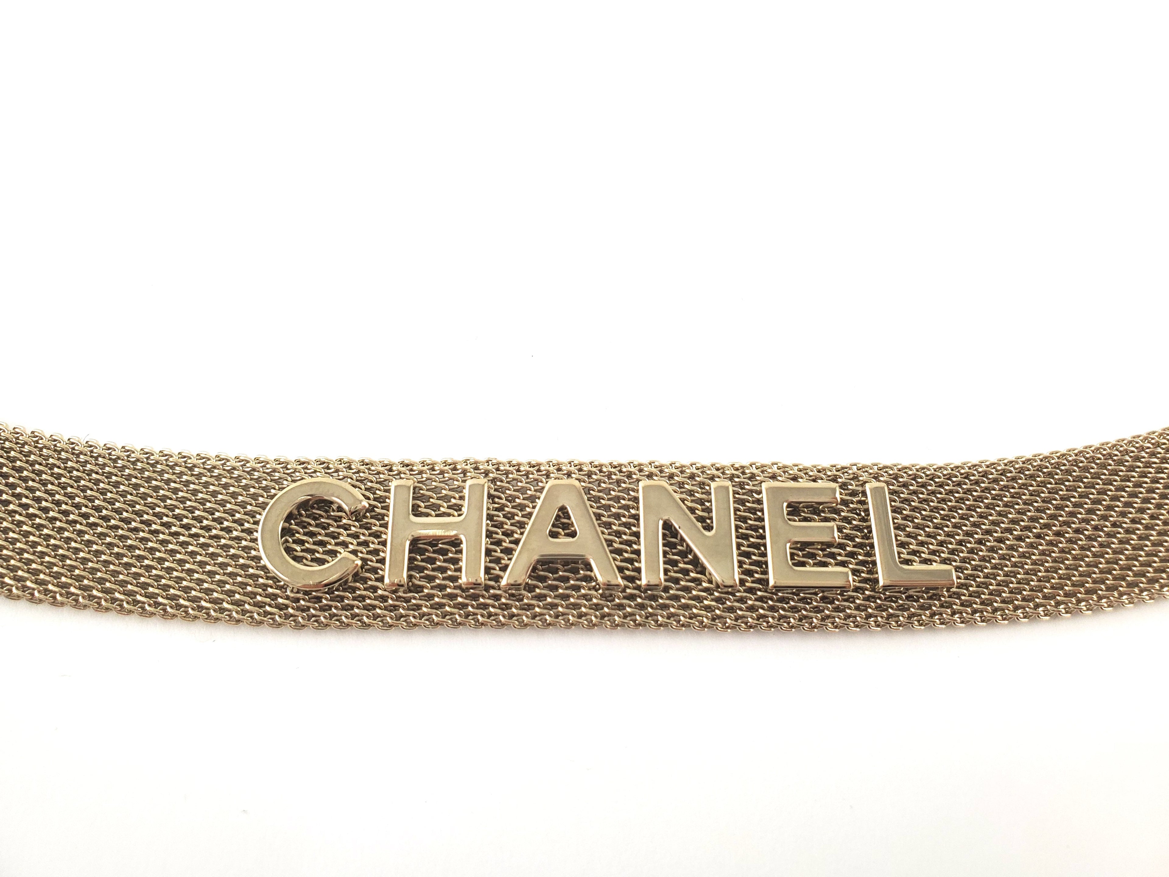 Chanel 2017 Fancy Light Gold Chain Logo Hip Belt 80