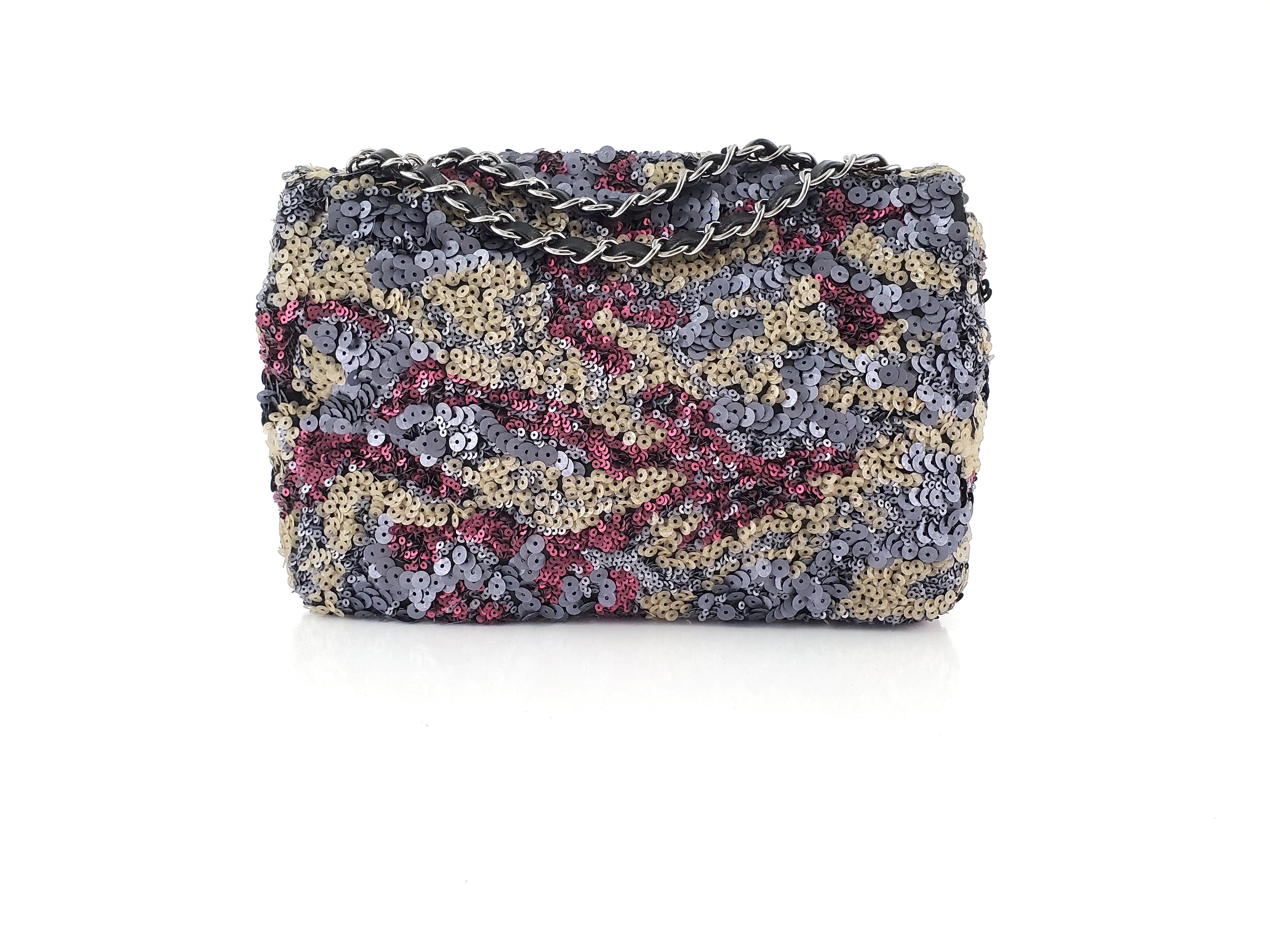 Chanel 2013 Sequin Embellished Metallic Pink Medium Flap Bag