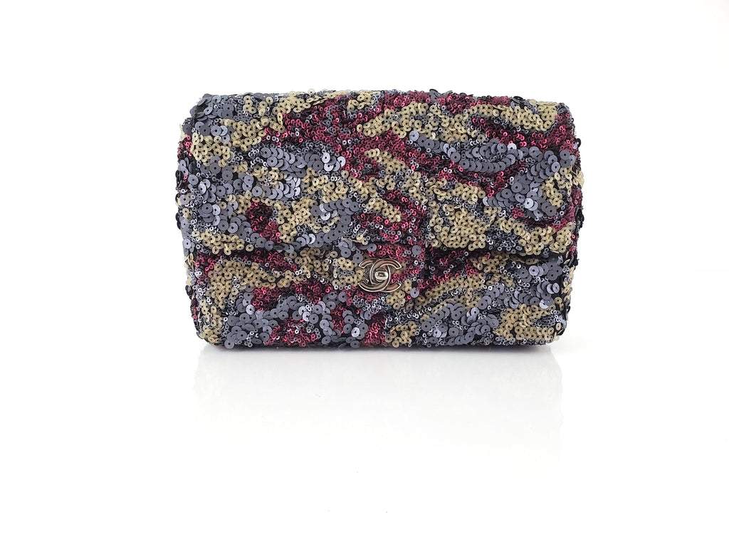 Chanel 2013 Sequin Embellished Metallic Pink Medium Flap Bag