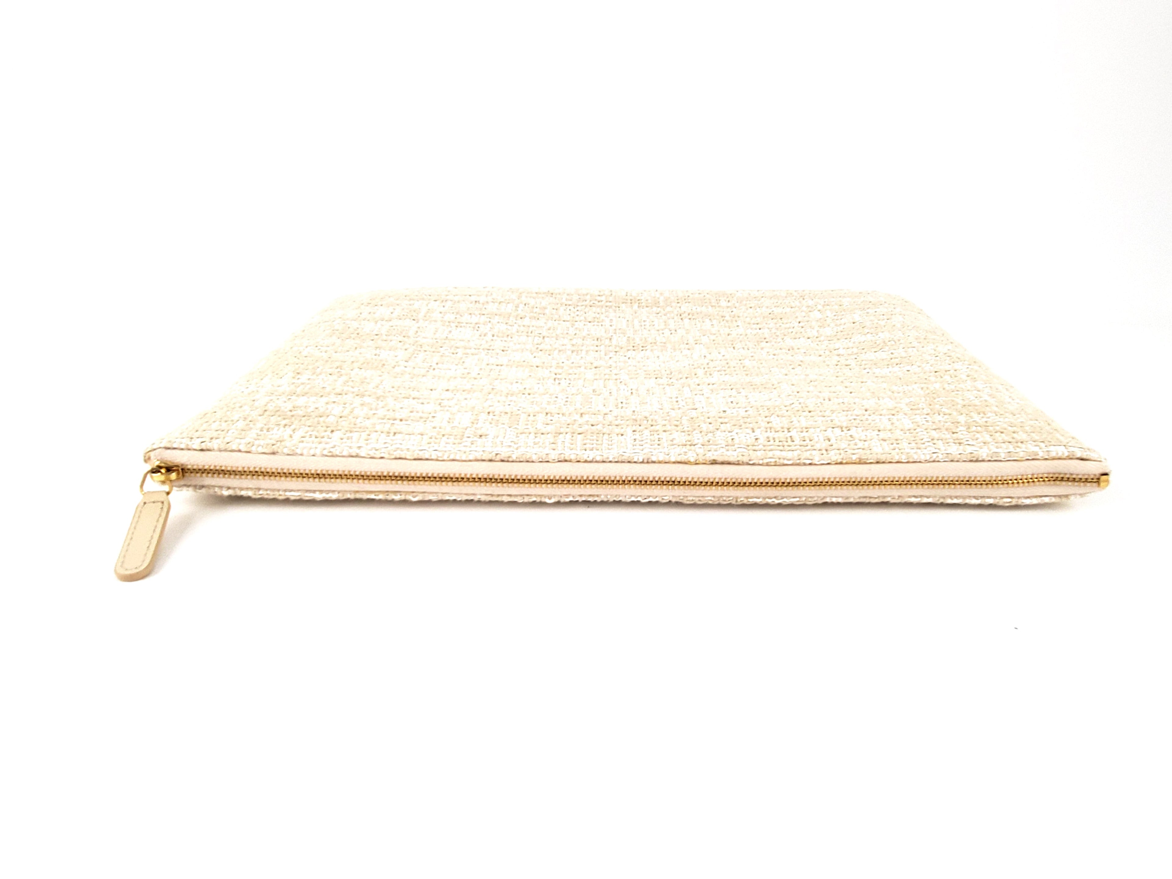 Chanel Large Deauville O-Case Woven Clutch Laptop Holder