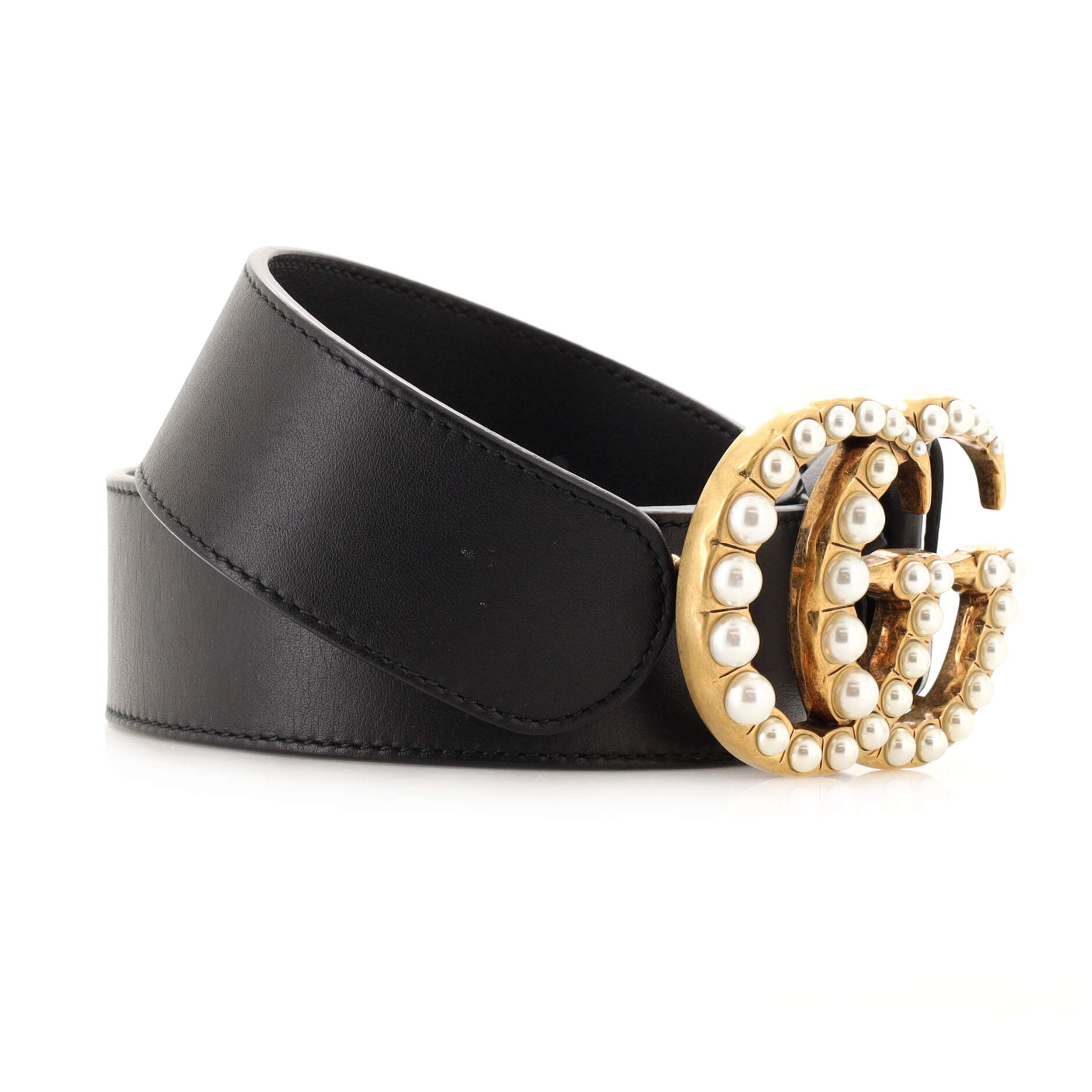 Pearly GG Marmont Belt Leather Wide 85