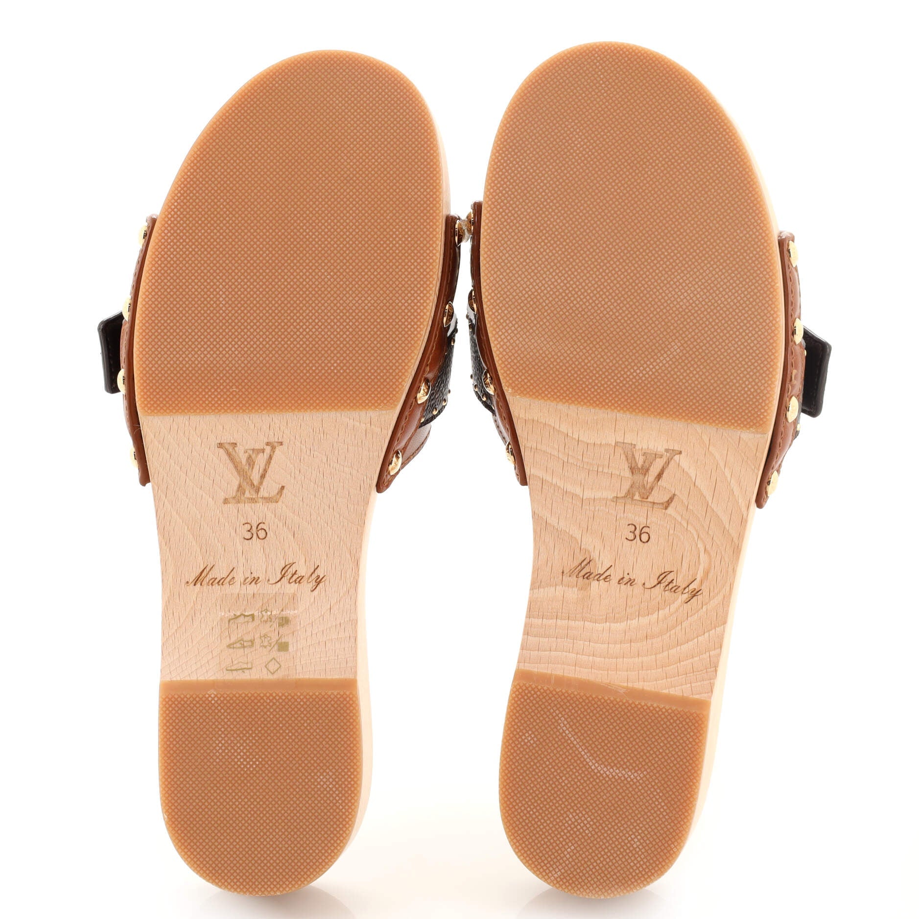 Women's Cottage Mules Leather with Monogram Canvas