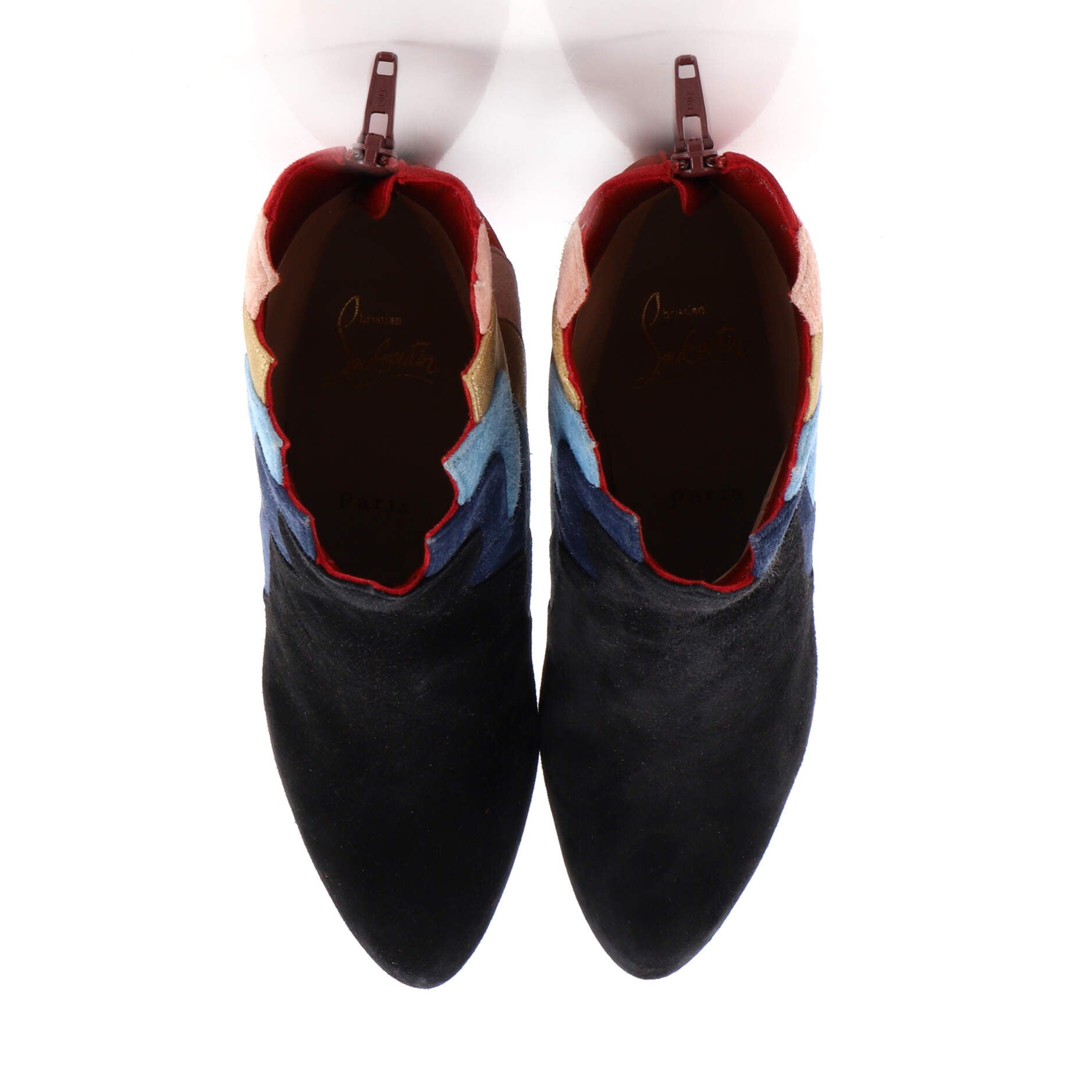 Women's Wavy Ankle Boots Colorblock Suede 85