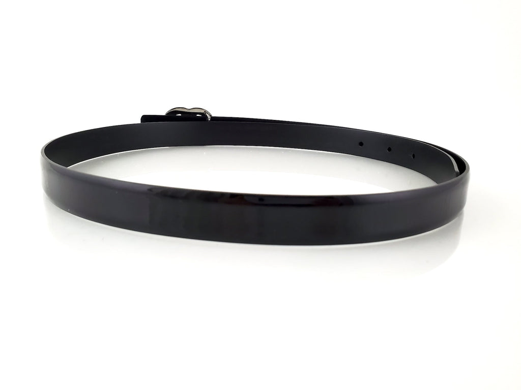 Chanel 2015 So Black Lacquered Patent Skinny CC Logo Belt 90