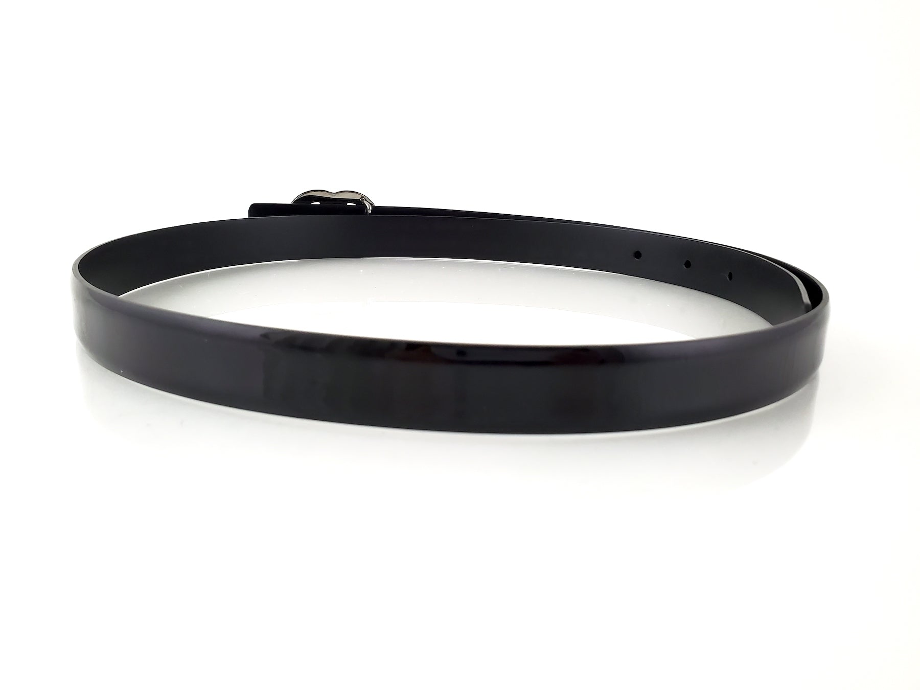 Chanel 2015 So Black Lacquered Patent Skinny CC Logo Belt 90