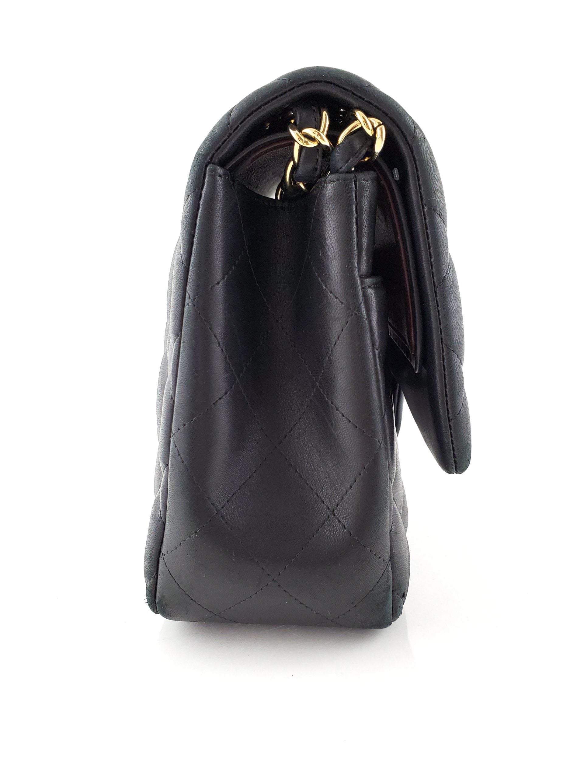 CHANEL Lambskin Quilted Gold Hardware Jumbo Classic Double Flap Bag