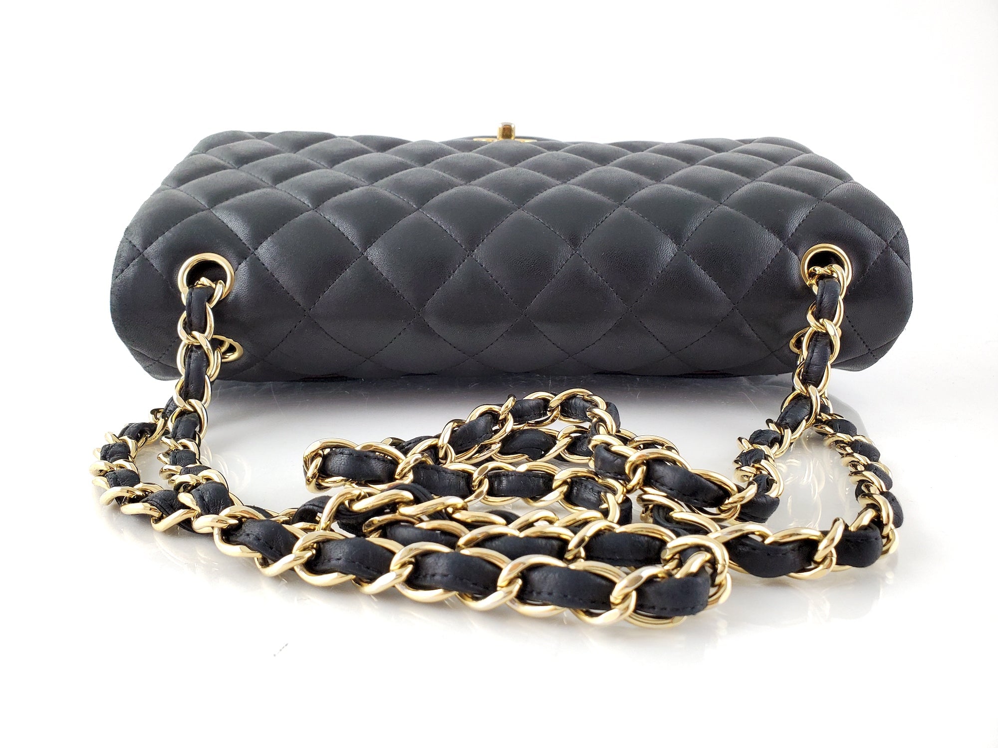 CHANEL Lambskin Quilted Gold Hardware Jumbo Classic Double Flap Bag